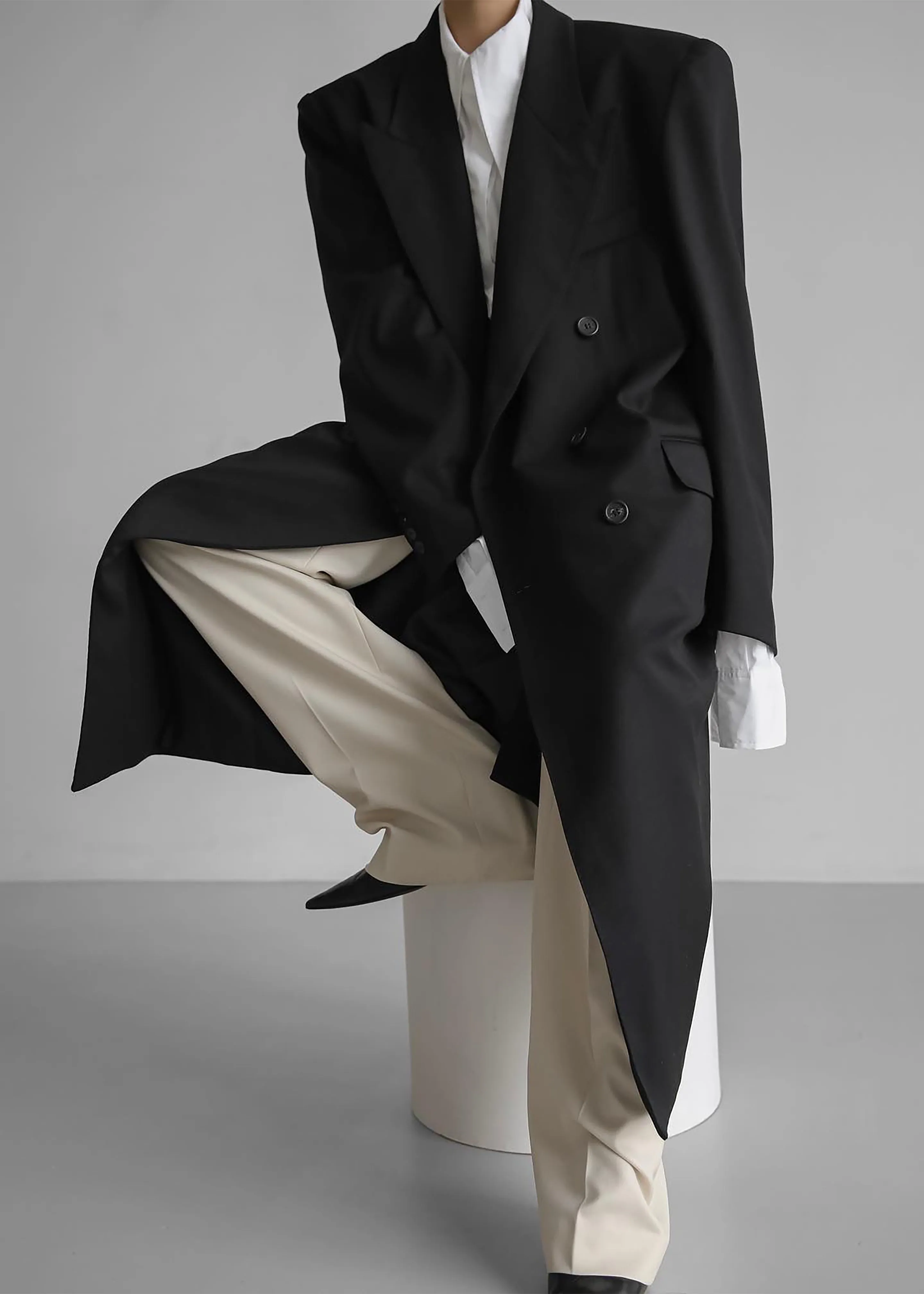 London Double Breasted Coat - Black sold by Frankie Shop