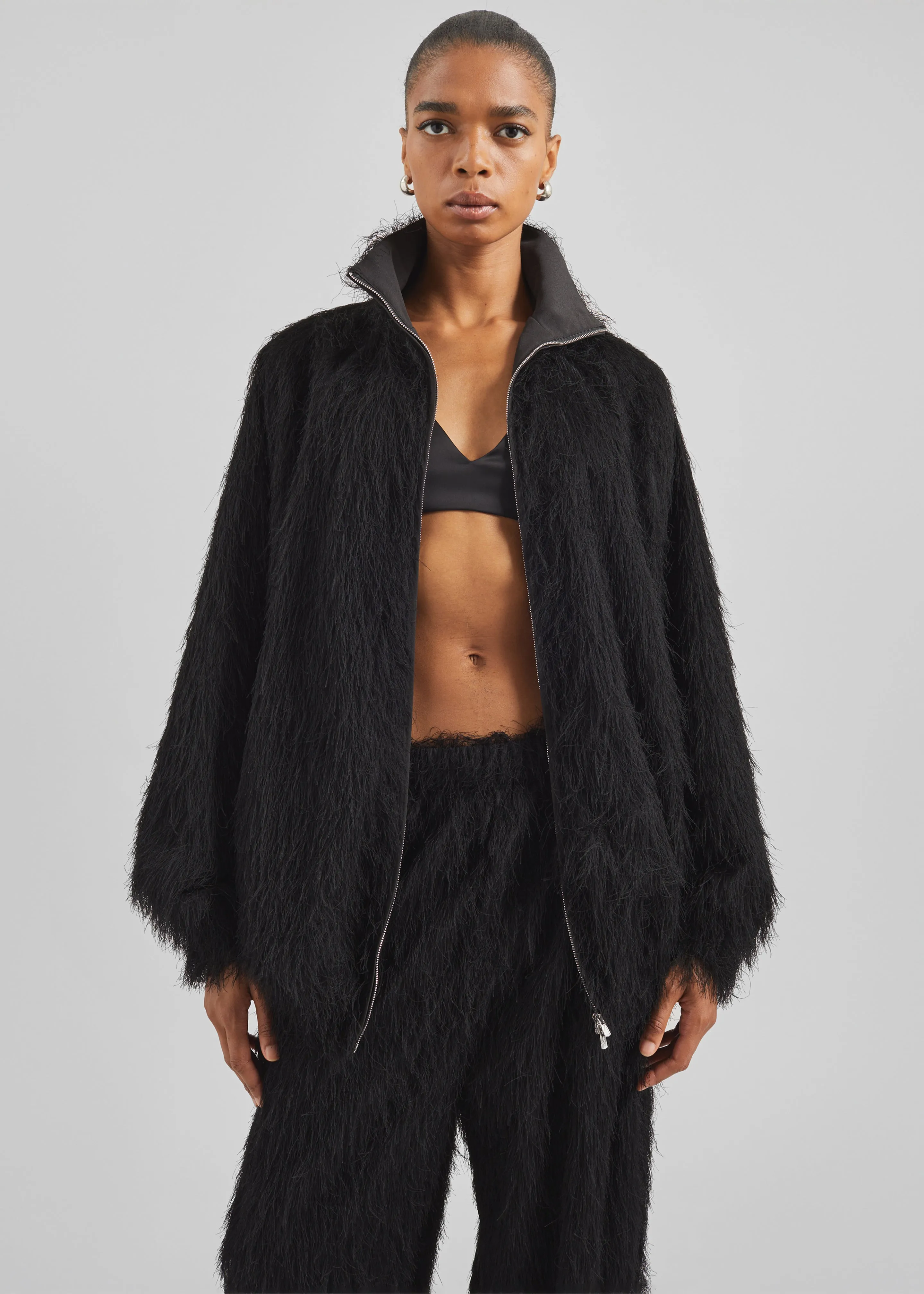 Baxter Fringed Track Jacket - Black sold by Frankie Shop
