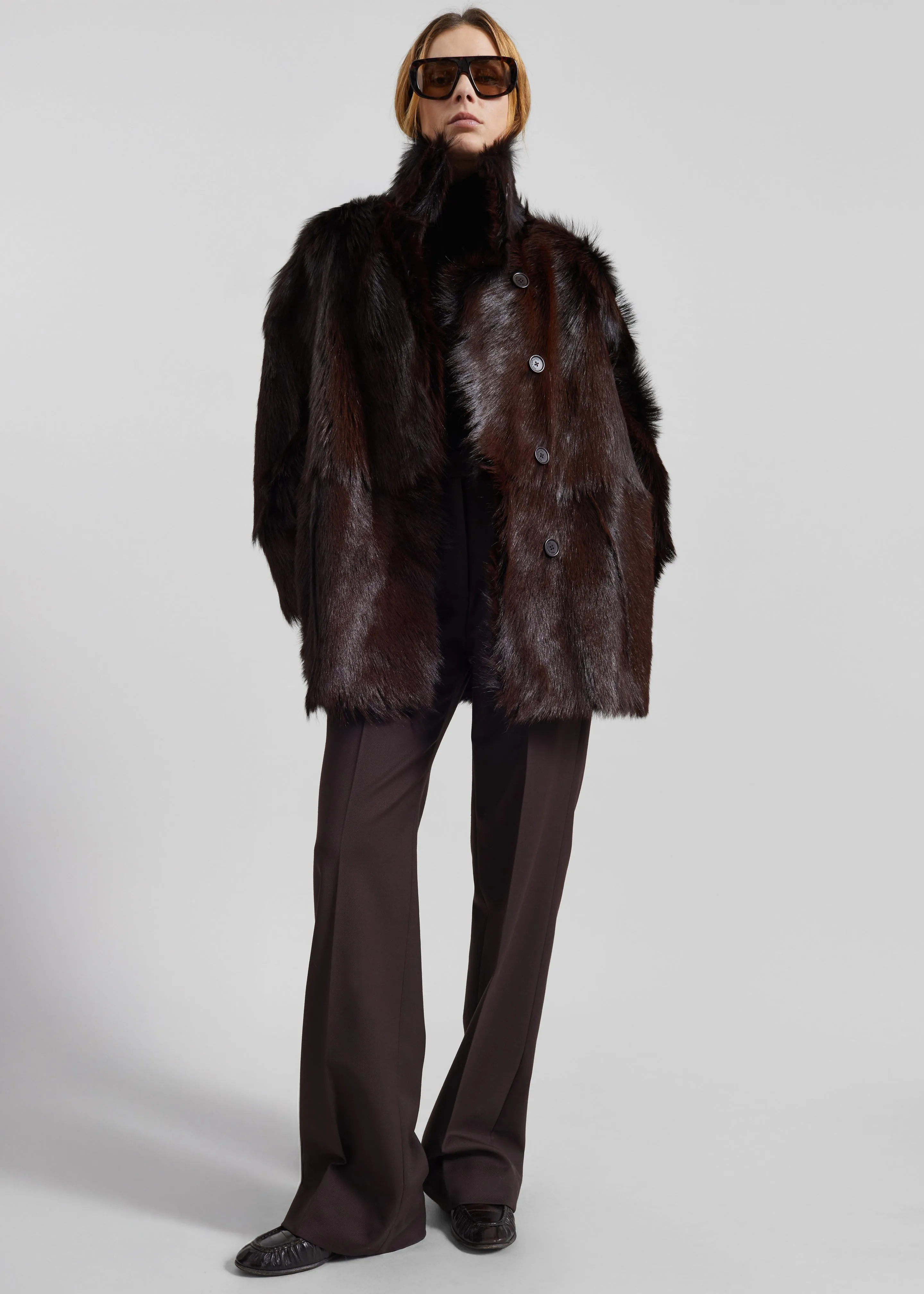 Nerola Funnel Neck Fur Coat - Plum sold by Frankie Shop product image thumbnail 3
