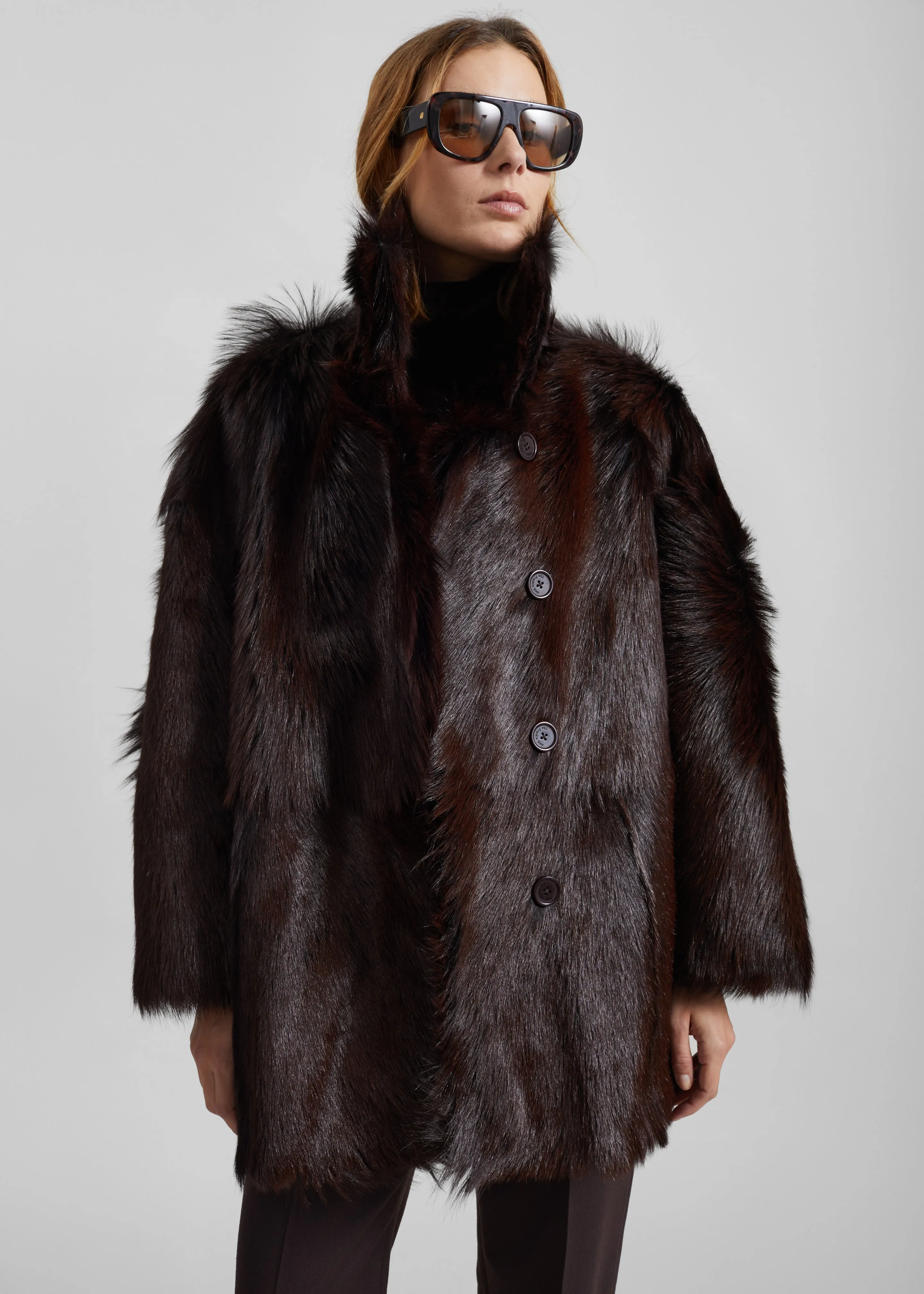Nerola Funnel Neck Fur Coat - Plum sold by Frankie Shop product image thumbnail 4