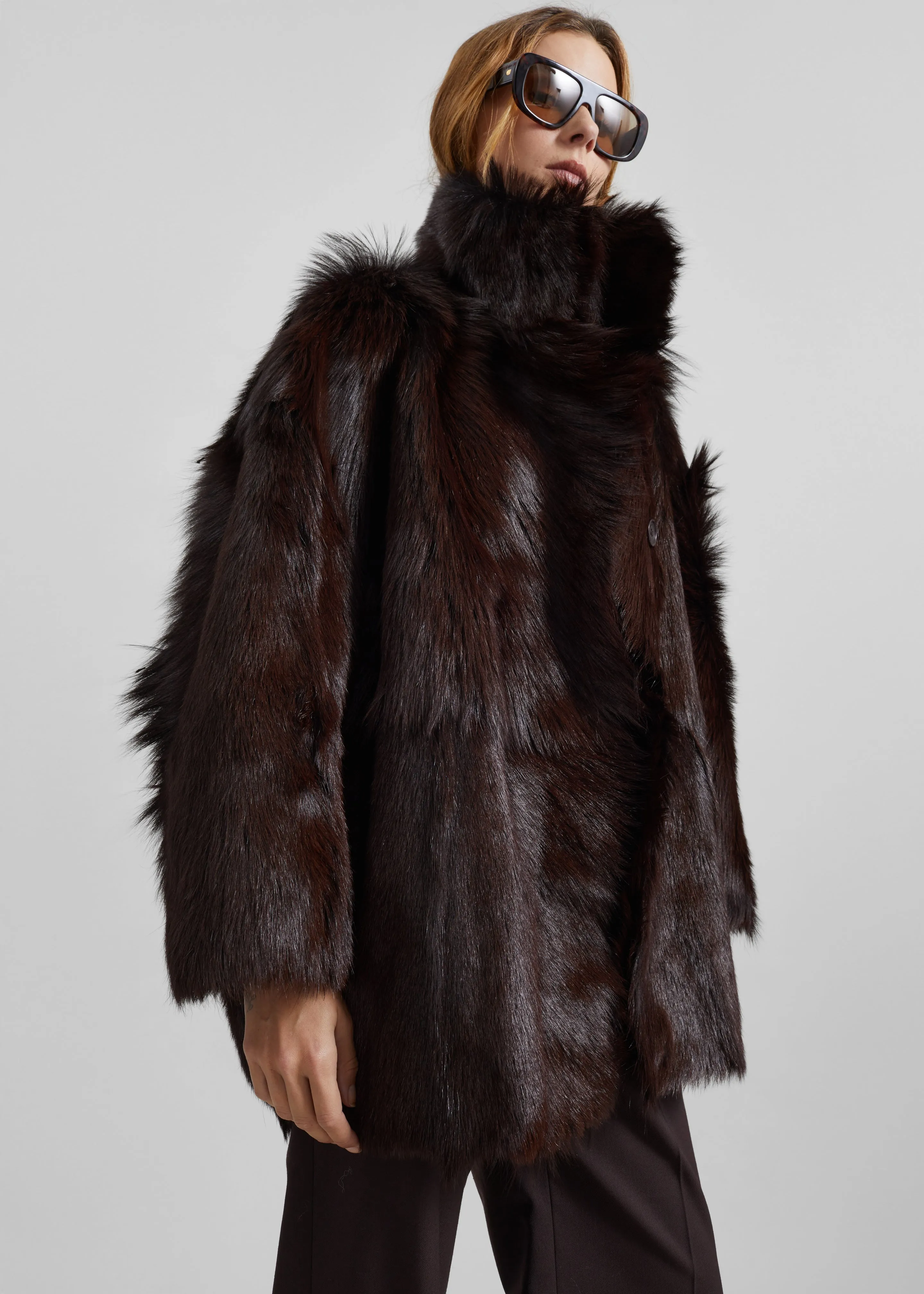 Nerola Funnel Neck Fur Coat - Plum sold by Frankie Shop product image thumbnail 5