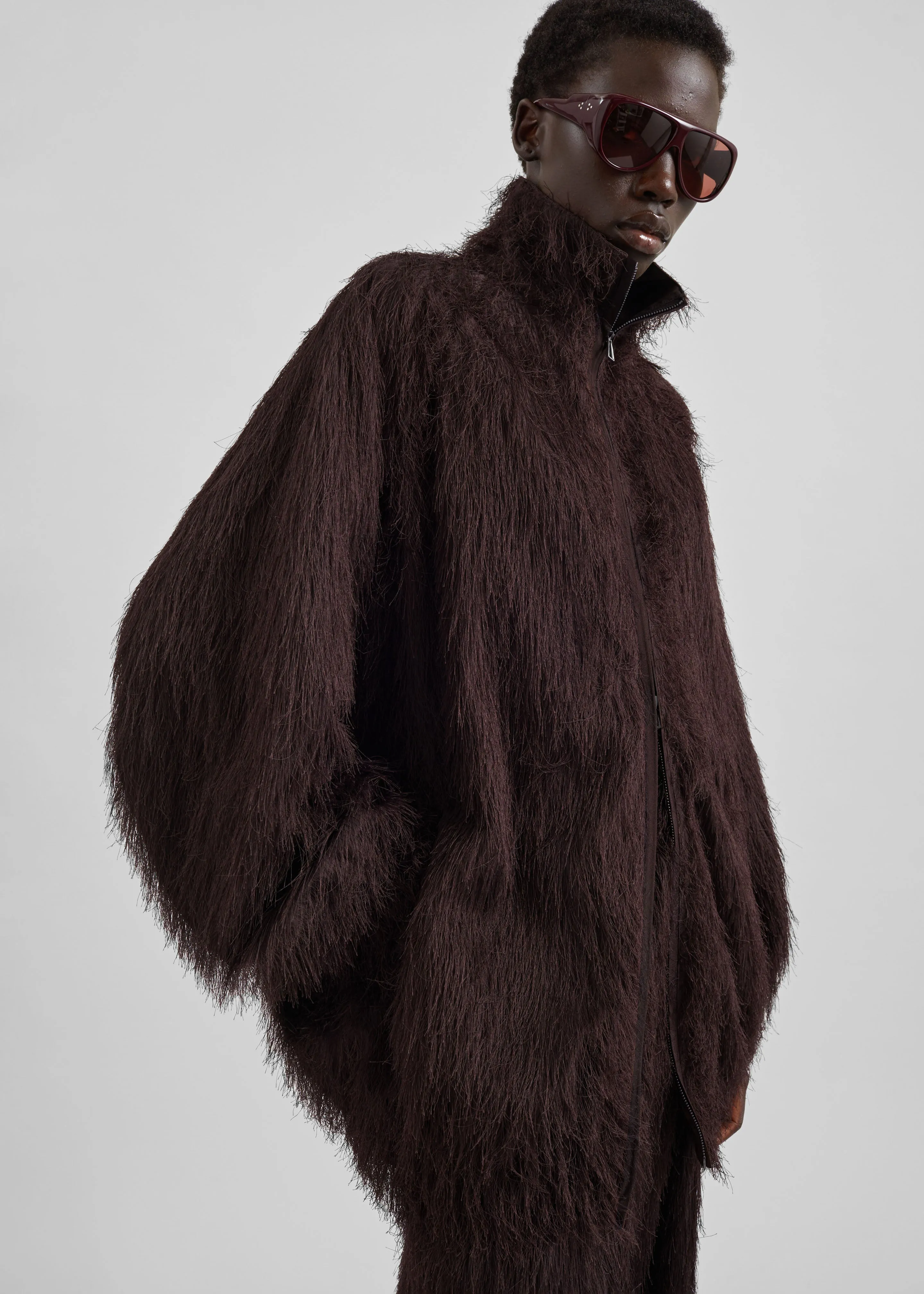 Baxter Fringed Track Jacket - Dark Brown sold by Frankie Shop