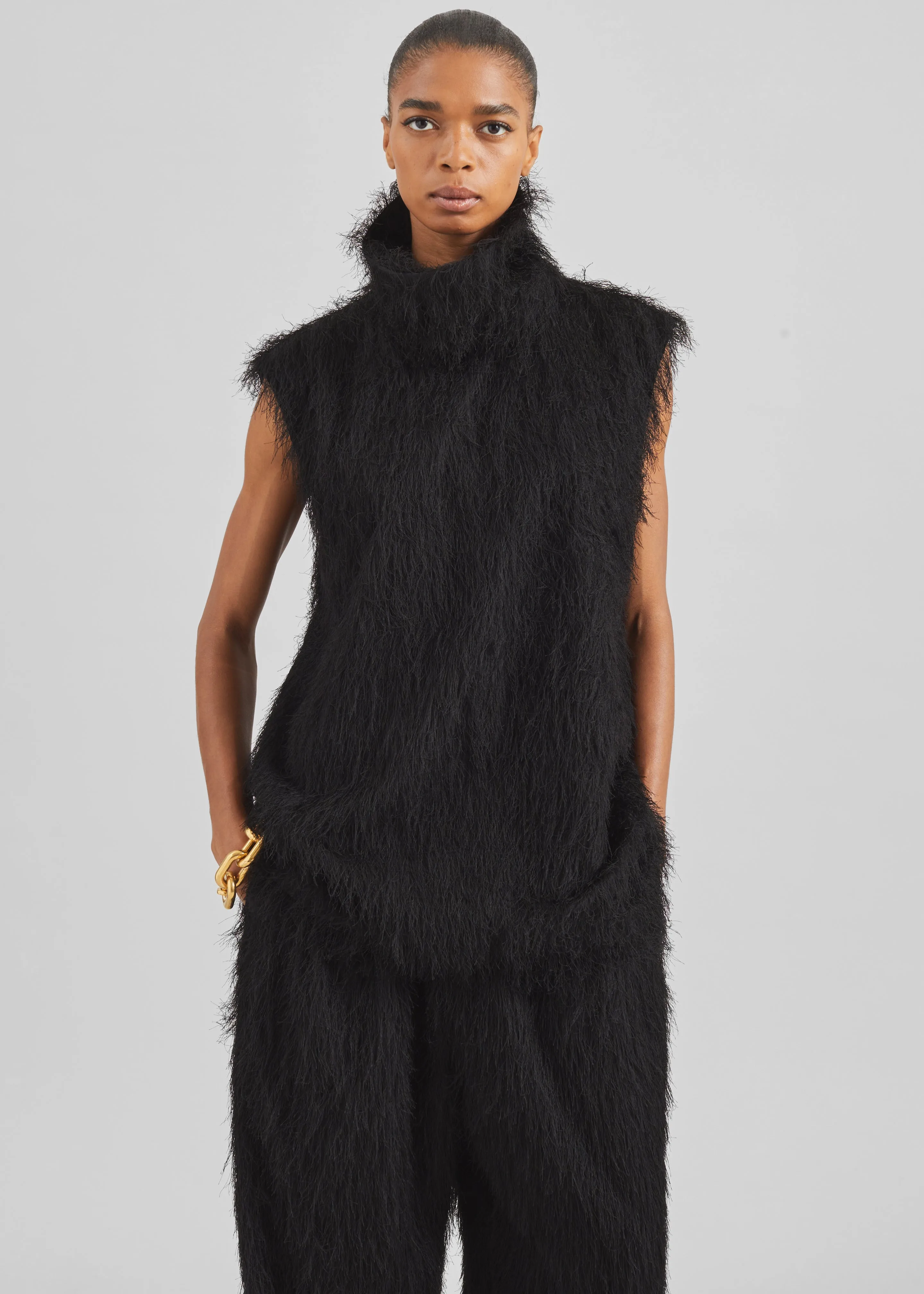 Lancy Fringed Funnel Neck Dress - Black sold by Frankie Shop product image thumbnail 3