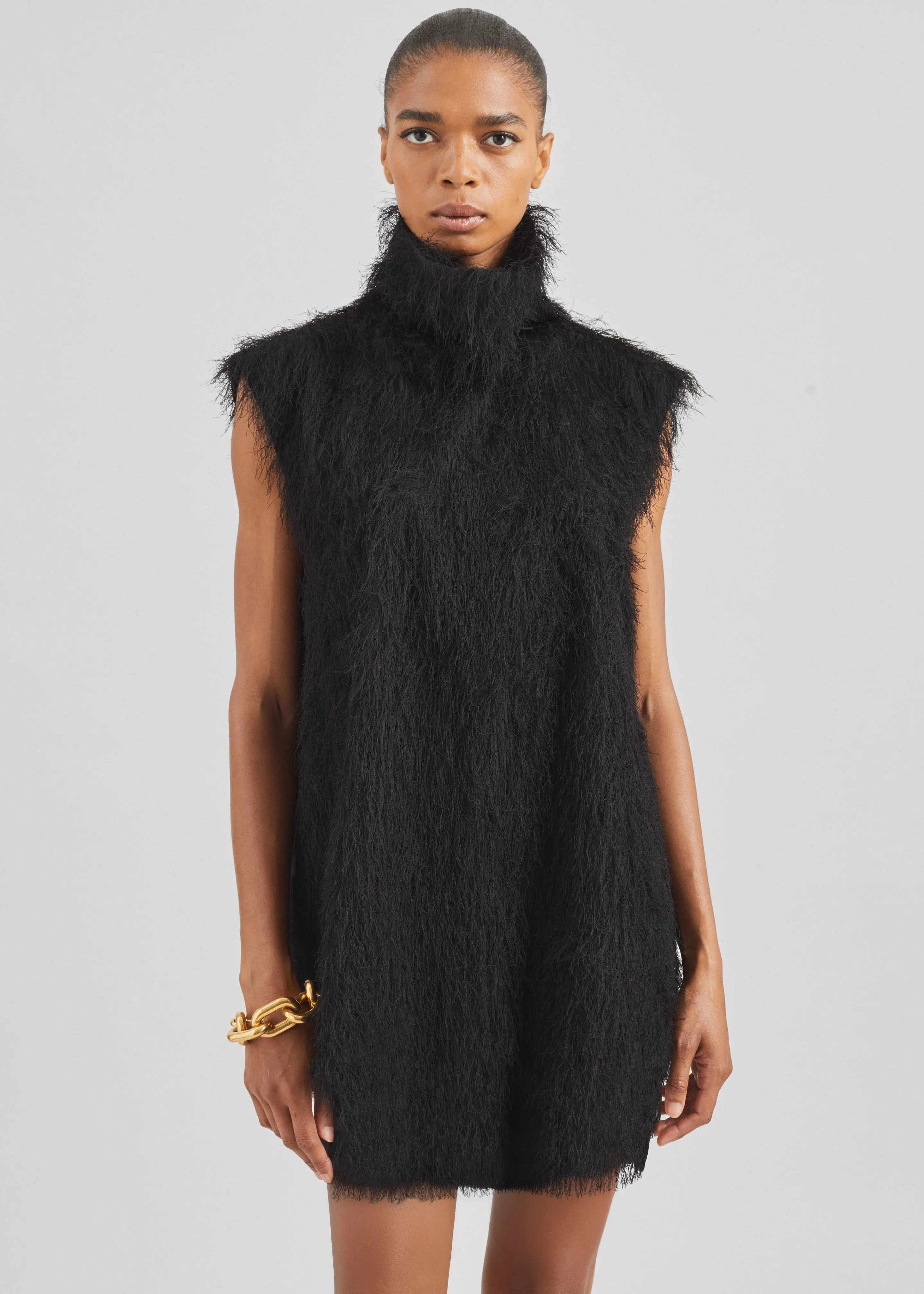 Lancy Fringed Funnel Neck Dress - Black sold by Frankie Shop product image thumbnail 4