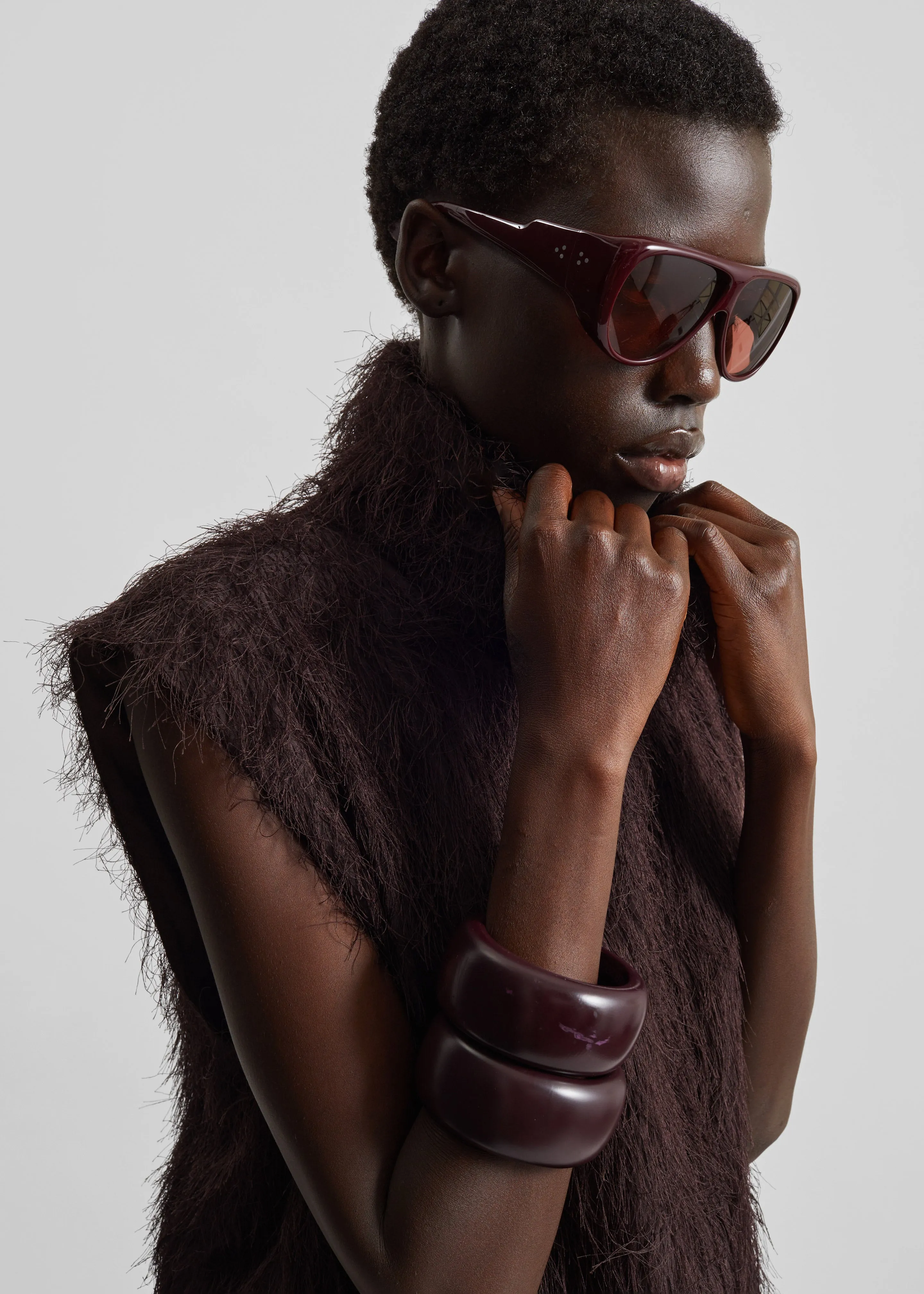 Lancy Fringed Funnel Neck Dress - Dark Brown sold by Frankie Shop product image thumbnail 3