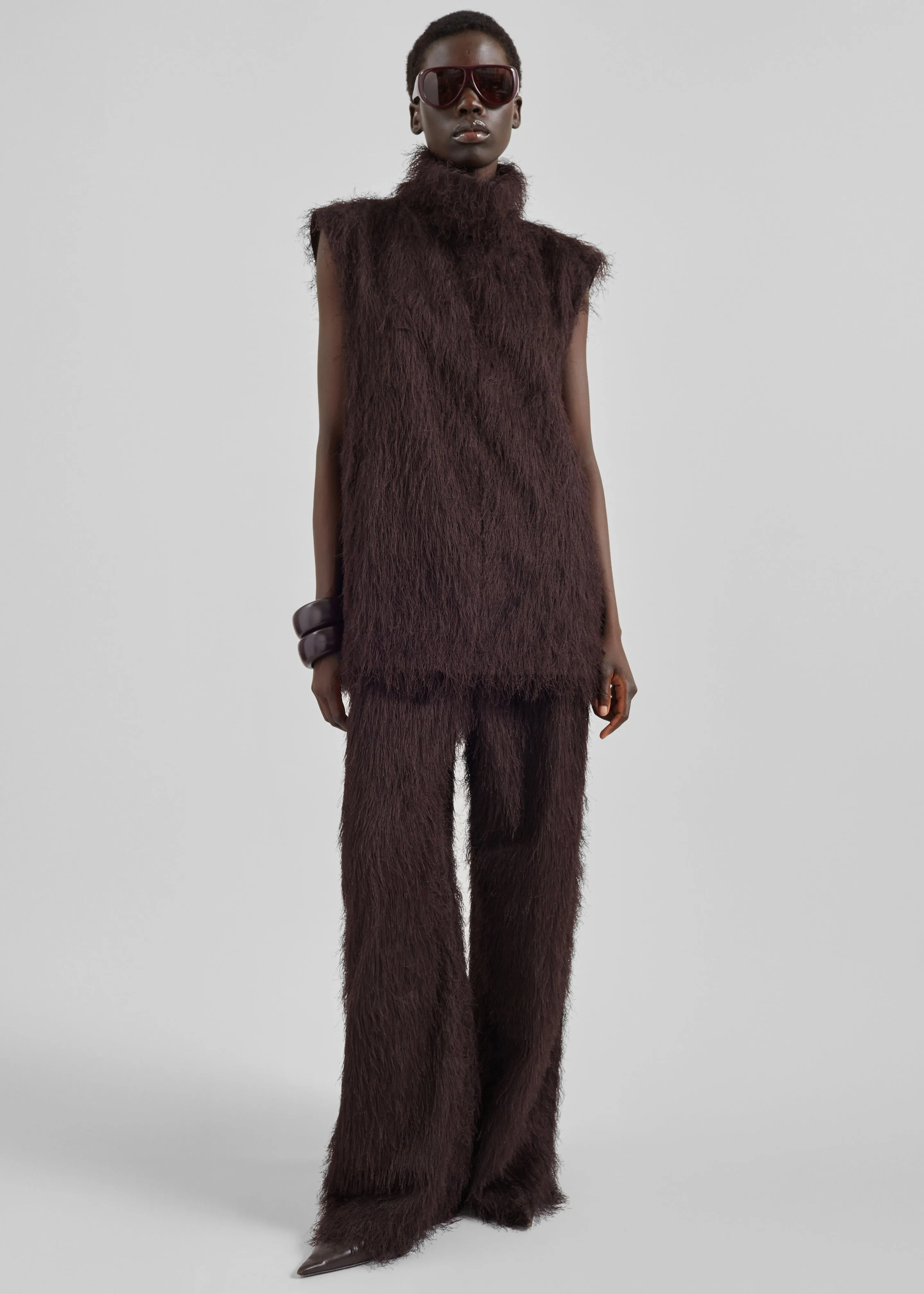 Lancy Fringed Funnel Neck Dress - Dark Brown sold by Frankie Shop product image thumbnail 4