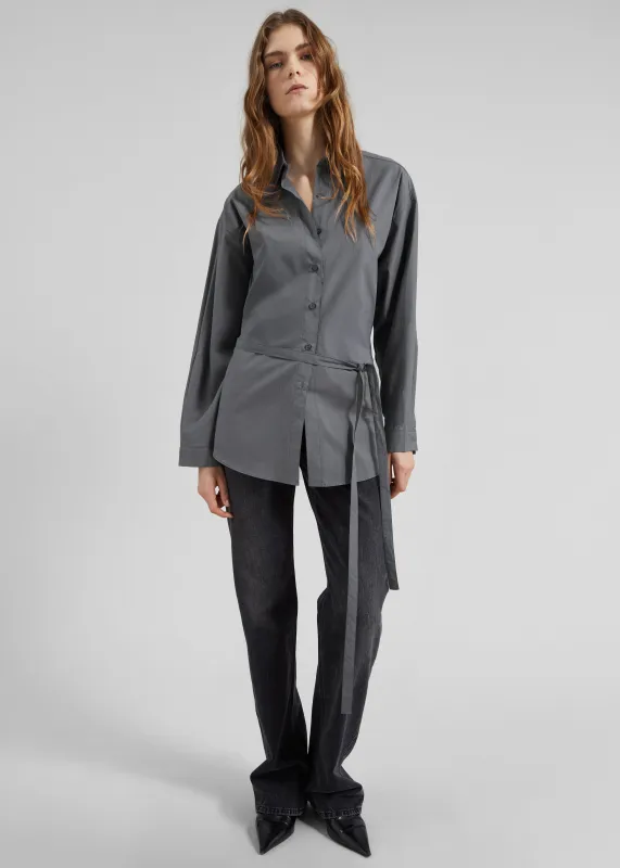 Skara Belted Shirt - Slate Grey sold by Frankie Shop