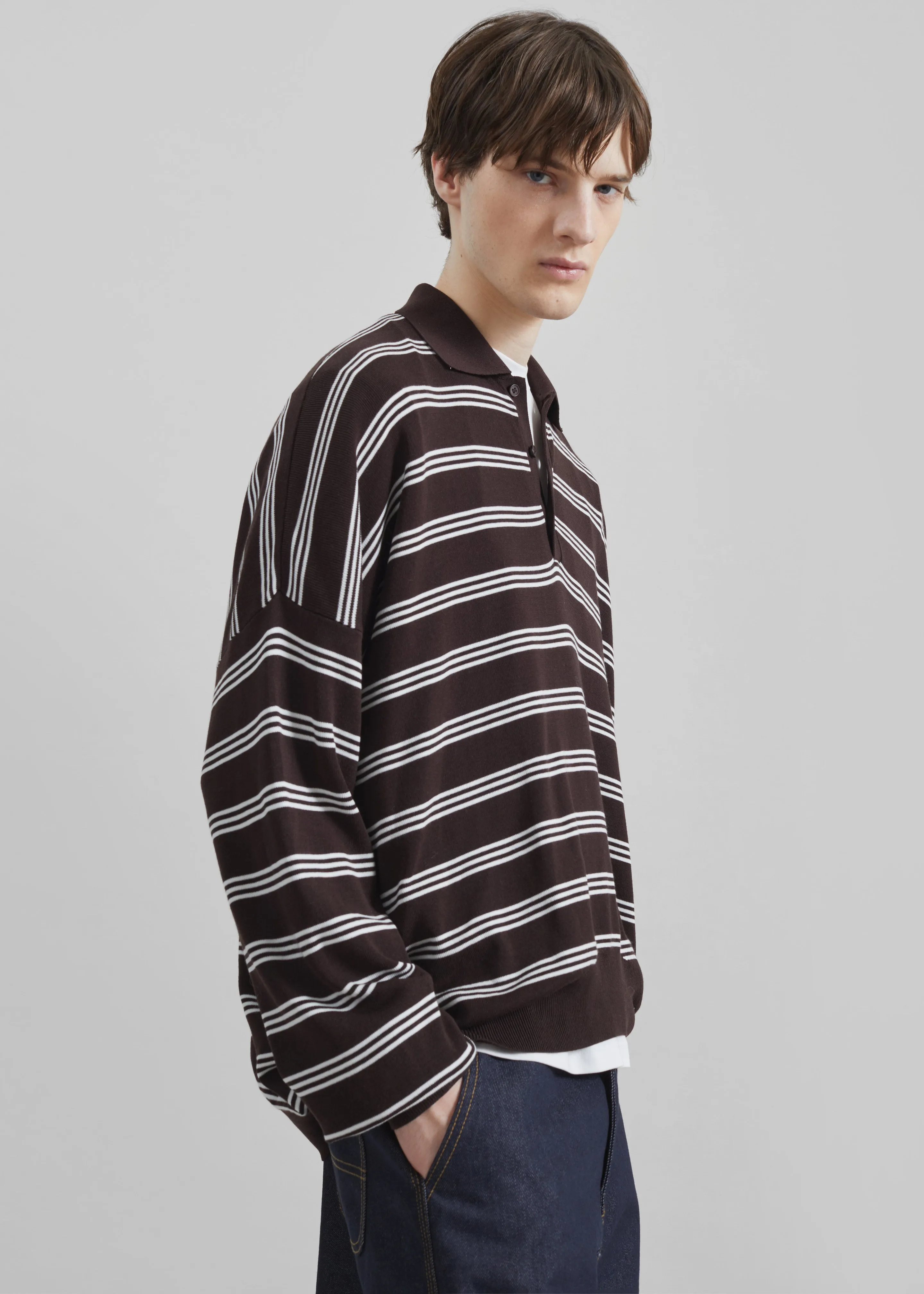 Meriel Polo Sweater - Brown/White Stripe sold by Frankie Shop product image thumbnail 5