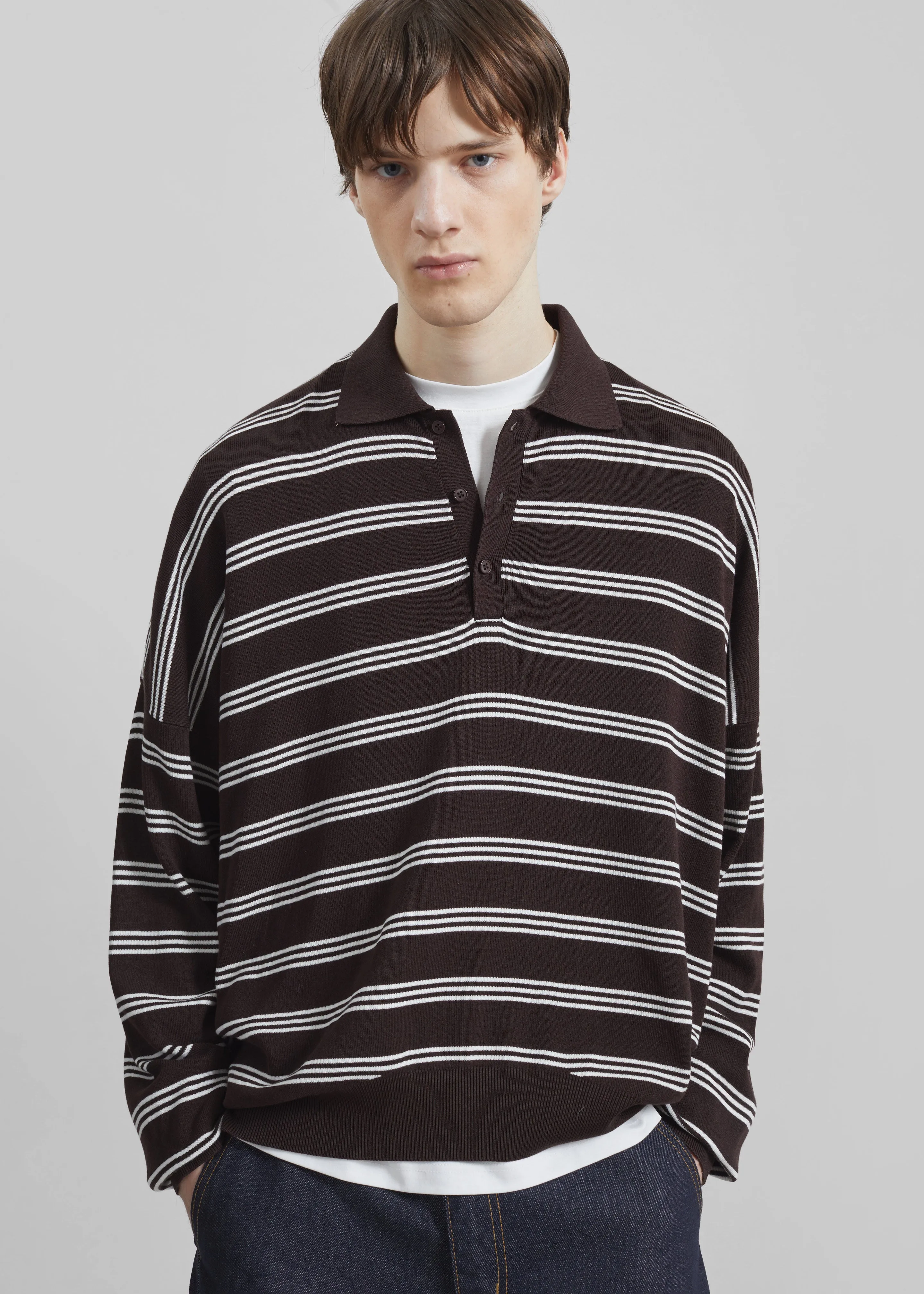 Meriel Polo Sweater - Brown/White Stripe sold by Frankie Shop product image thumbnail 4