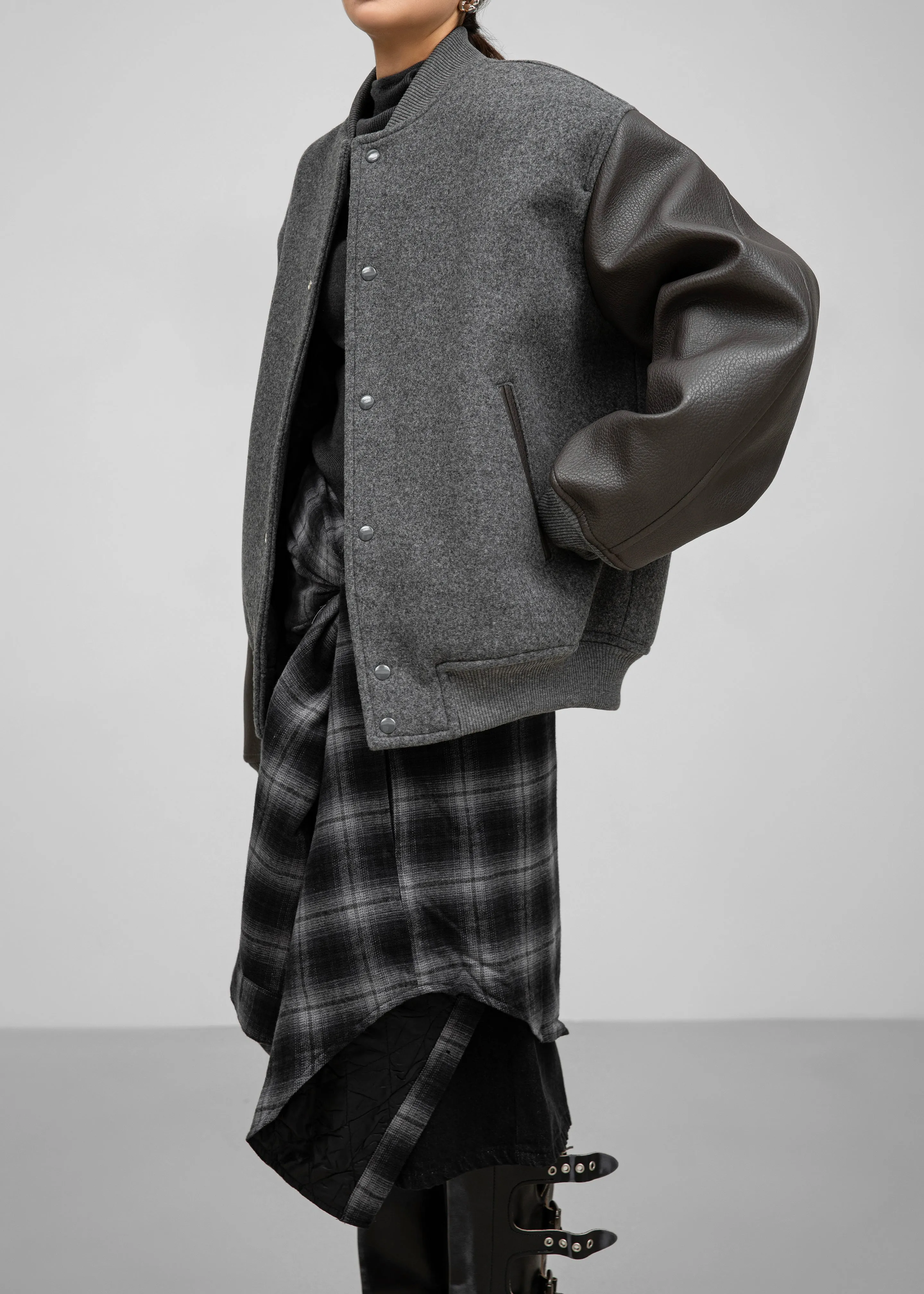 Kerava Oversized Bomber Jacket - Grey sold by Frankie Shop