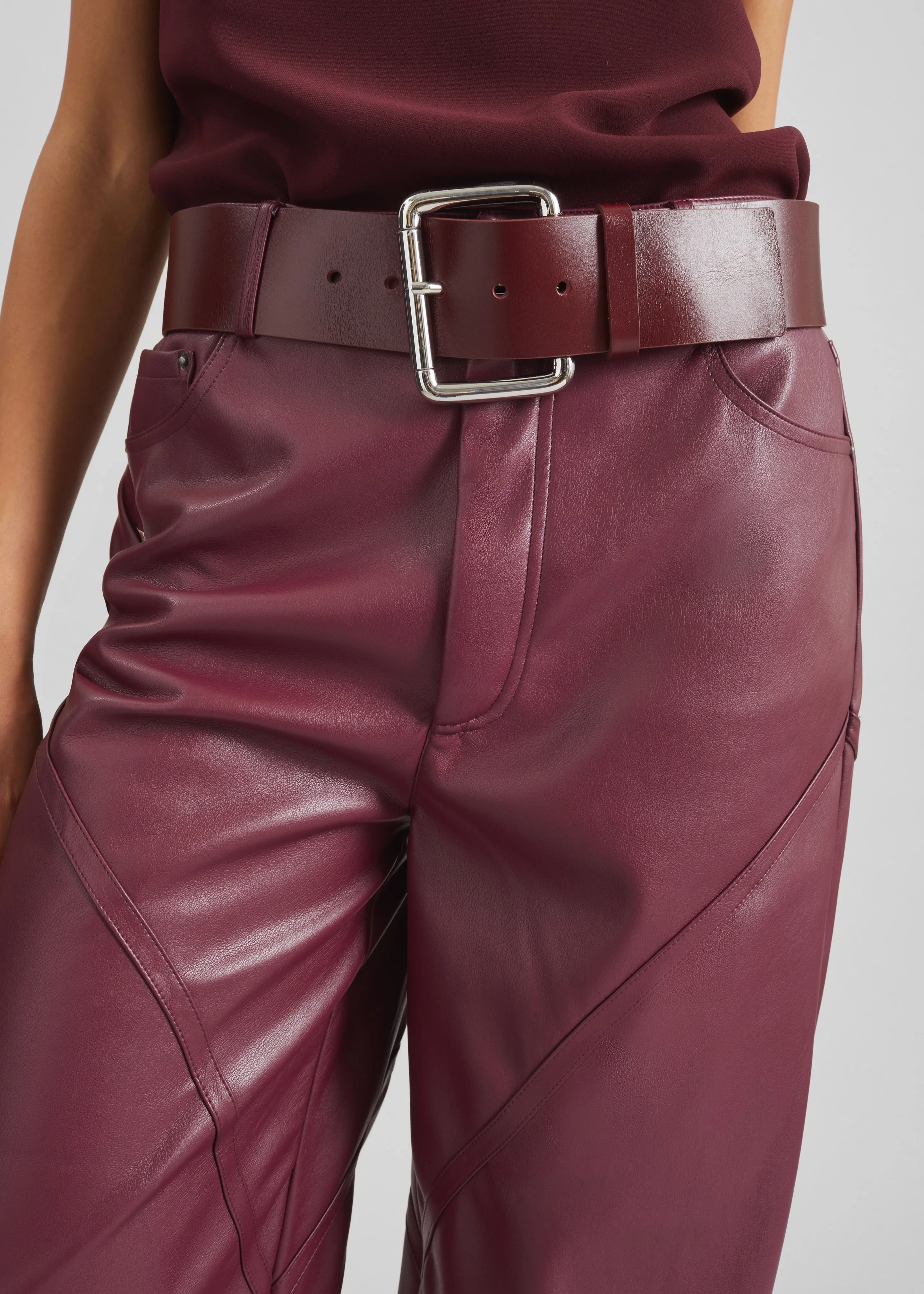 Marty Leather Belt - Burgundy/Silver sold by Frankie Shop product image thumbnail 3