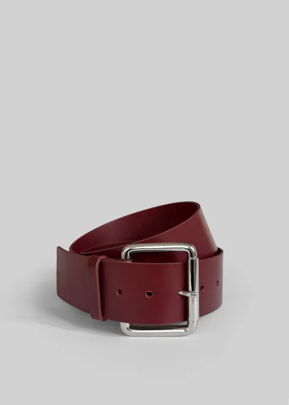 Marty Leather Belt - Burgundy/Silver made by Frankie Shop