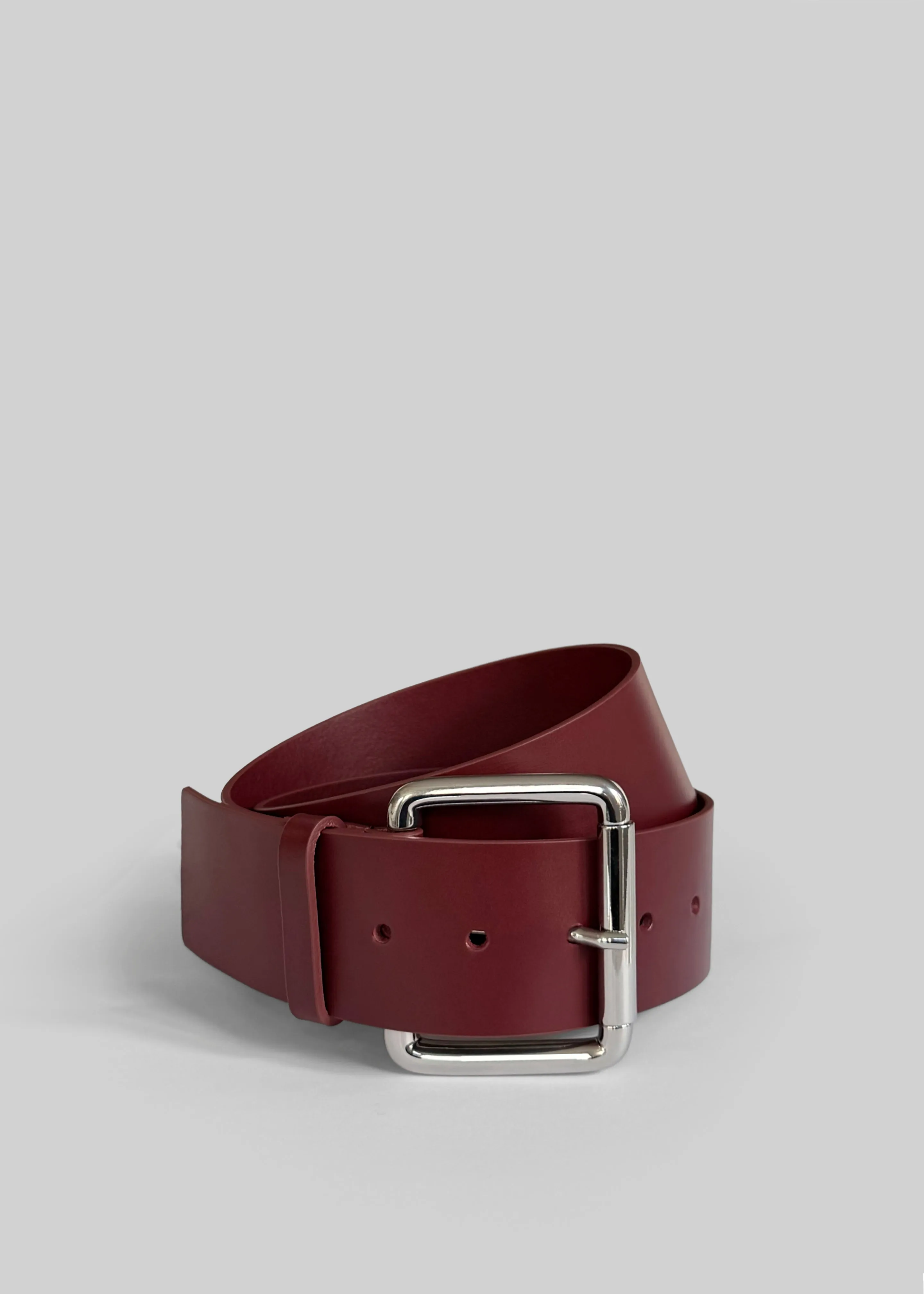 Marty Leather Belt - Burgundy/Silver sold by Frankie Shop