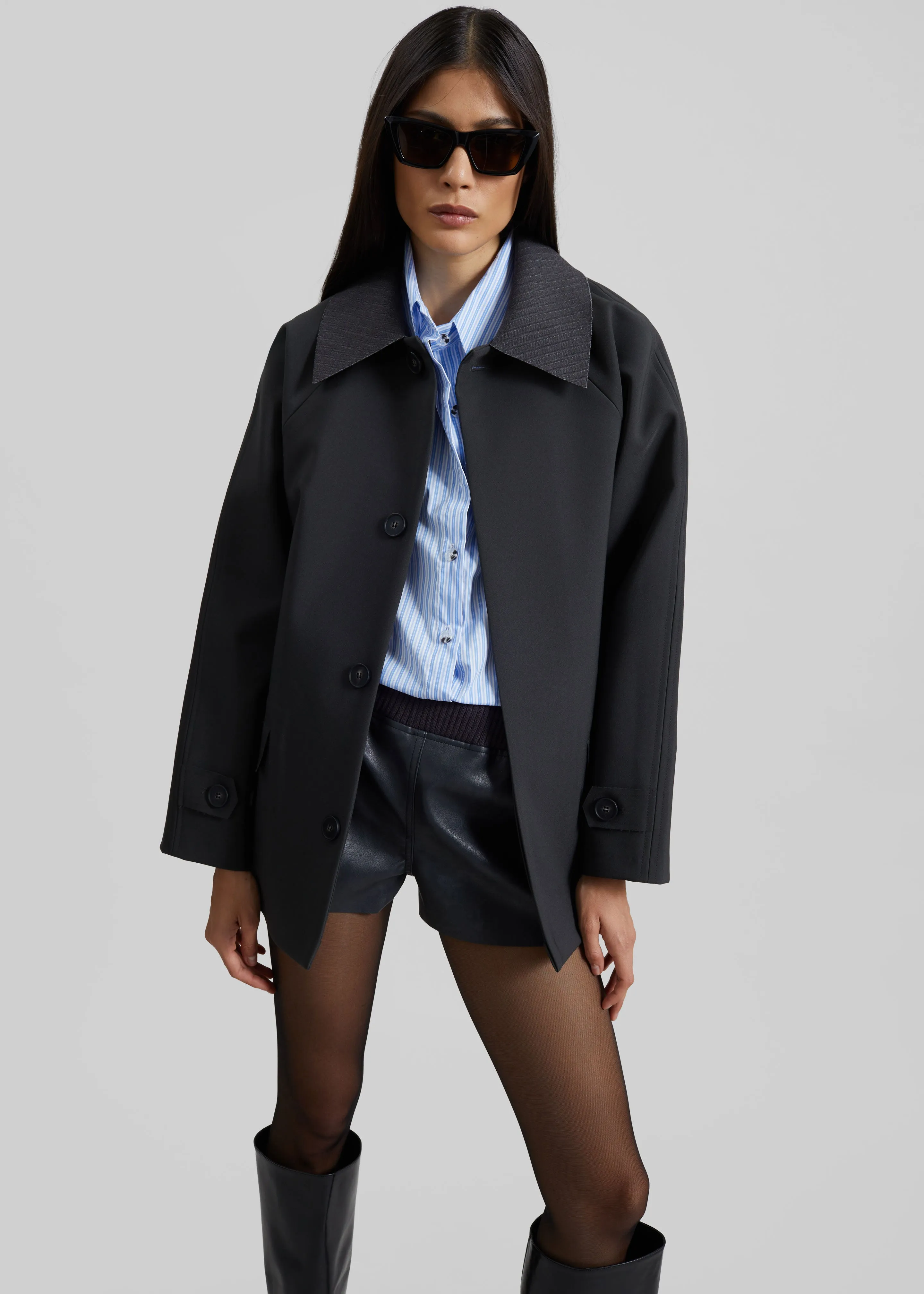 Ebbe Contrast Collar Boxy Jacket - Charcoal sold by Frankie Shop product image thumbnail 4