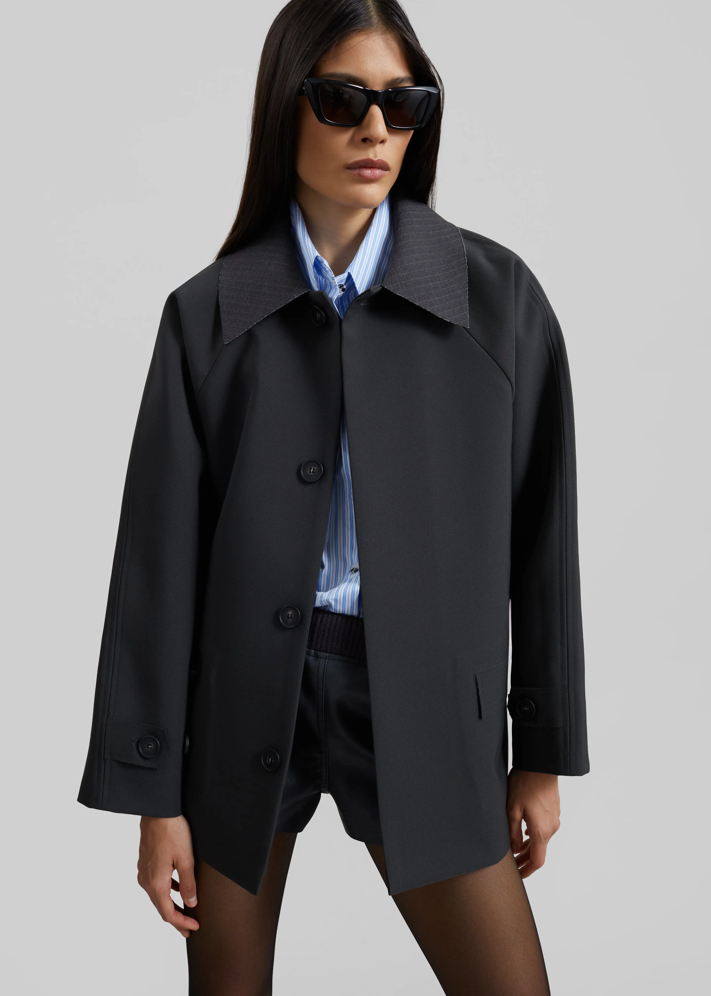 Ebbe Contrast Collar Boxy Jacket - Charcoal sold by Frankie Shop