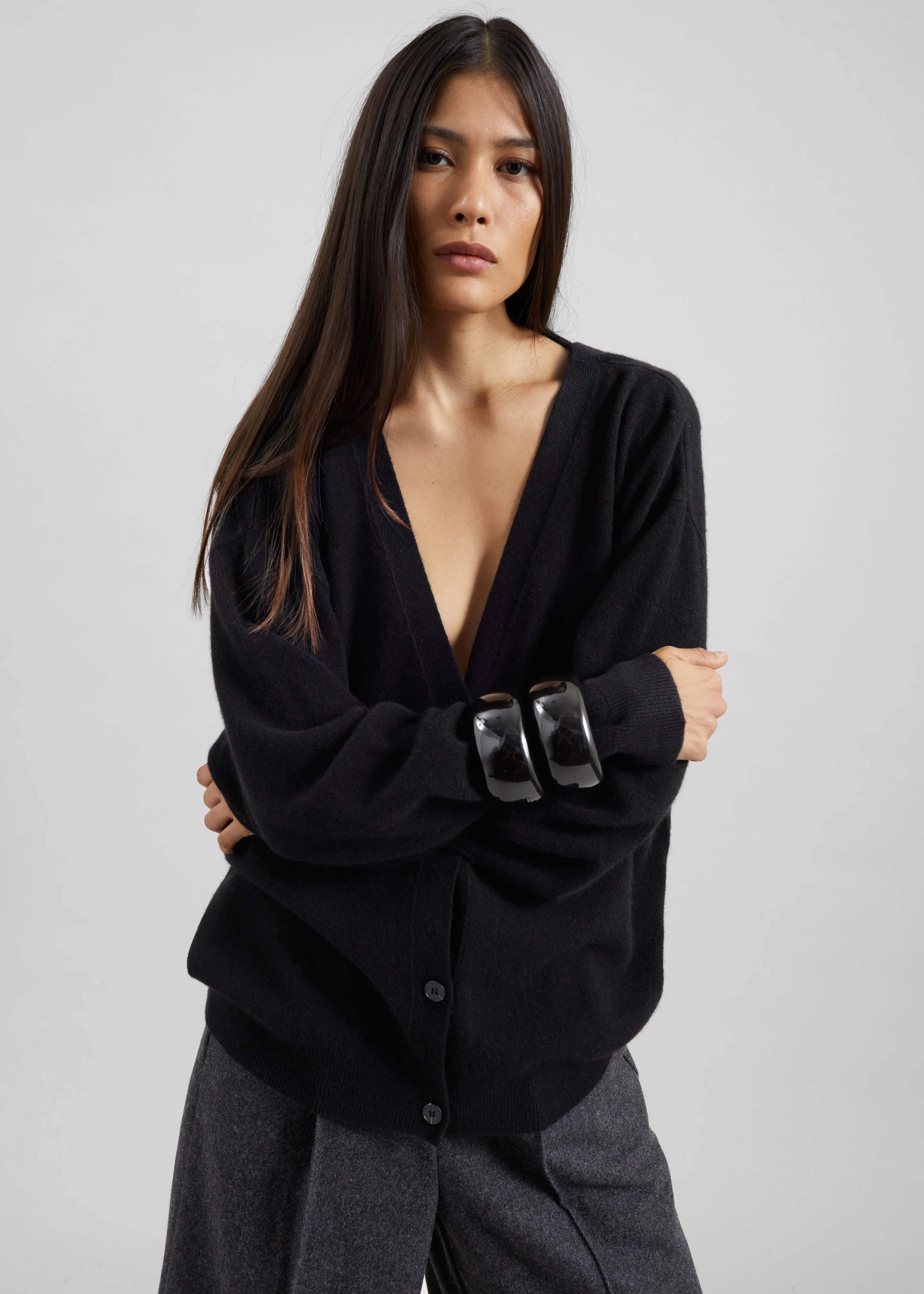 Lachen Double-Sided Wool Cardigan - Black sold by Frankie Shop product image thumbnail 5