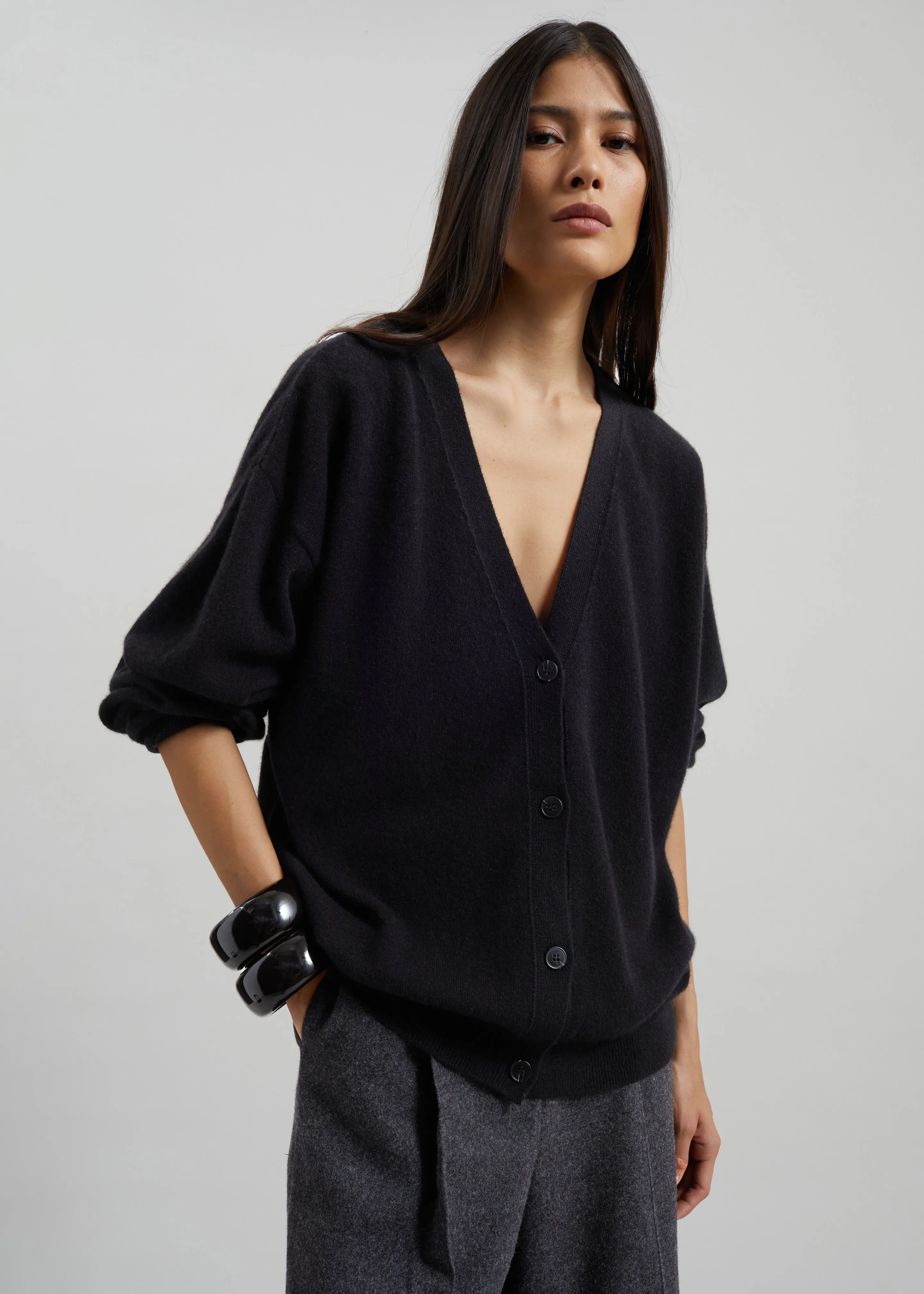 Lachen Double-Sided Wool Cardigan - Black sold by Frankie Shop product image thumbnail 3