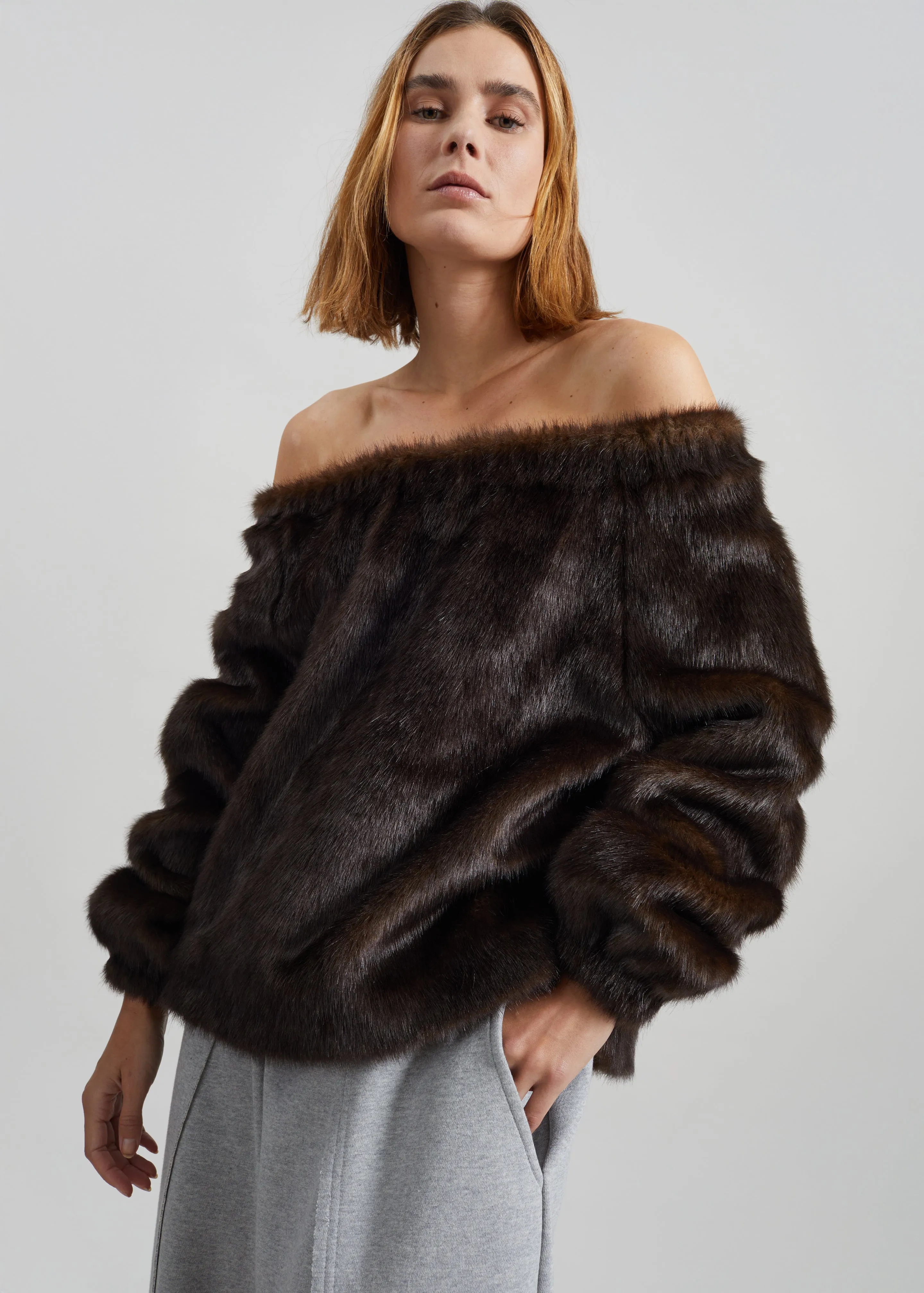 Amomento Shearing Off Shoulder Top - Dark Brown sold by Frankie Shop product image thumbnail 4