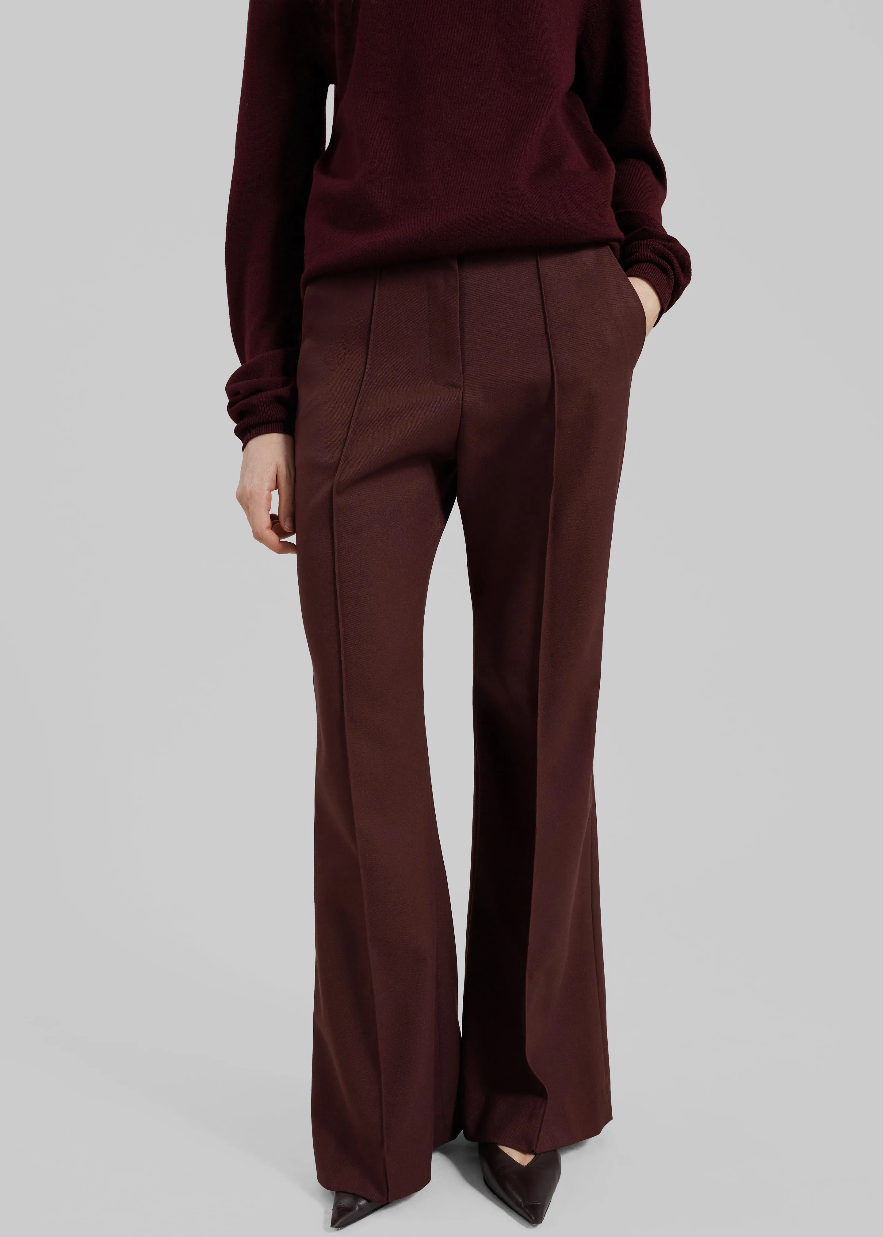 Kvale Pintuck Flared Trousers - Burgundy sold by Frankie Shop product image thumbnail 4