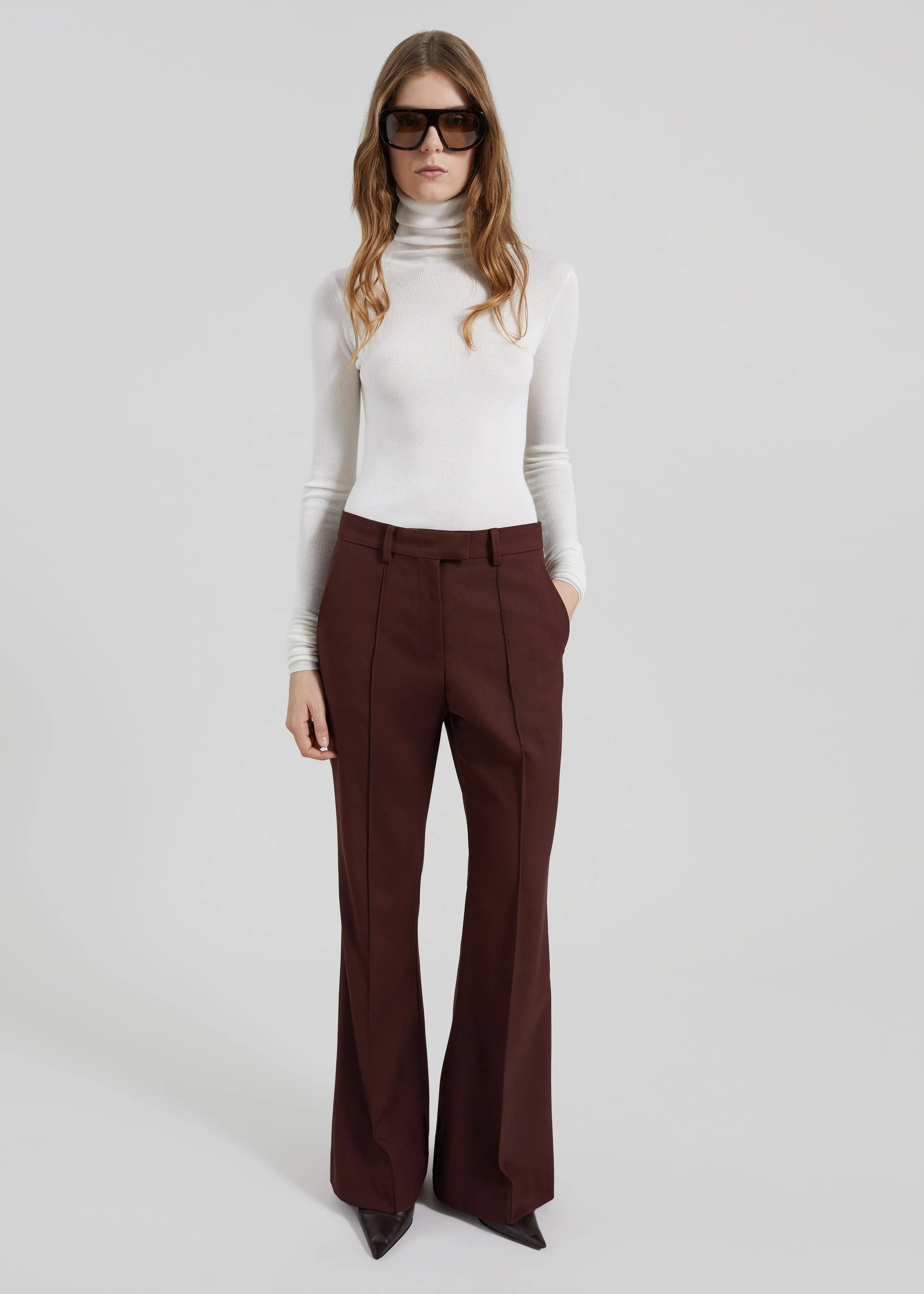 Kvale Pintuck Flared Trousers - Burgundy sold by Frankie Shop product image thumbnail 3