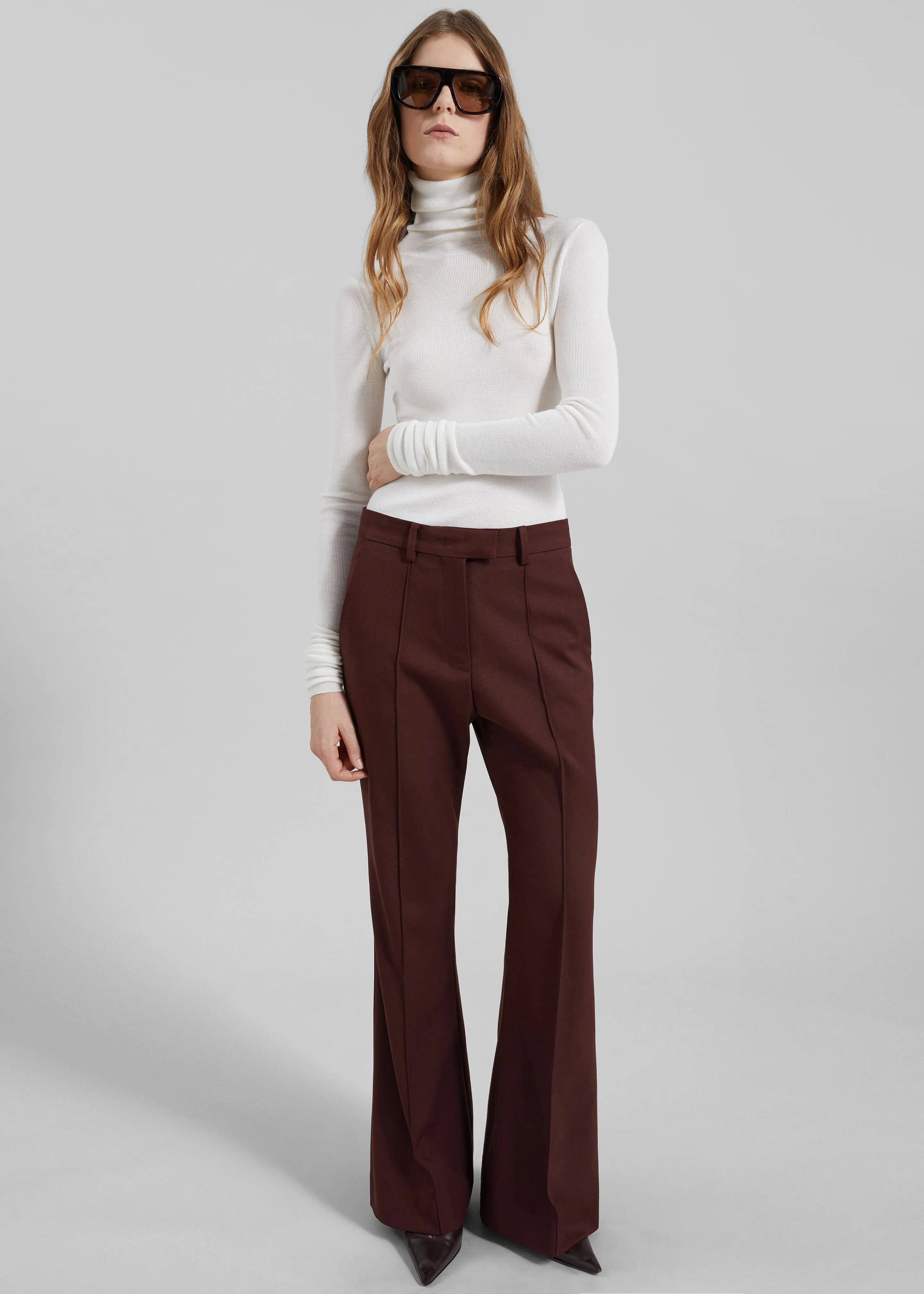 Kvale Pintuck Flared Trousers - Burgundy sold by Frankie Shop product image thumbnail 5