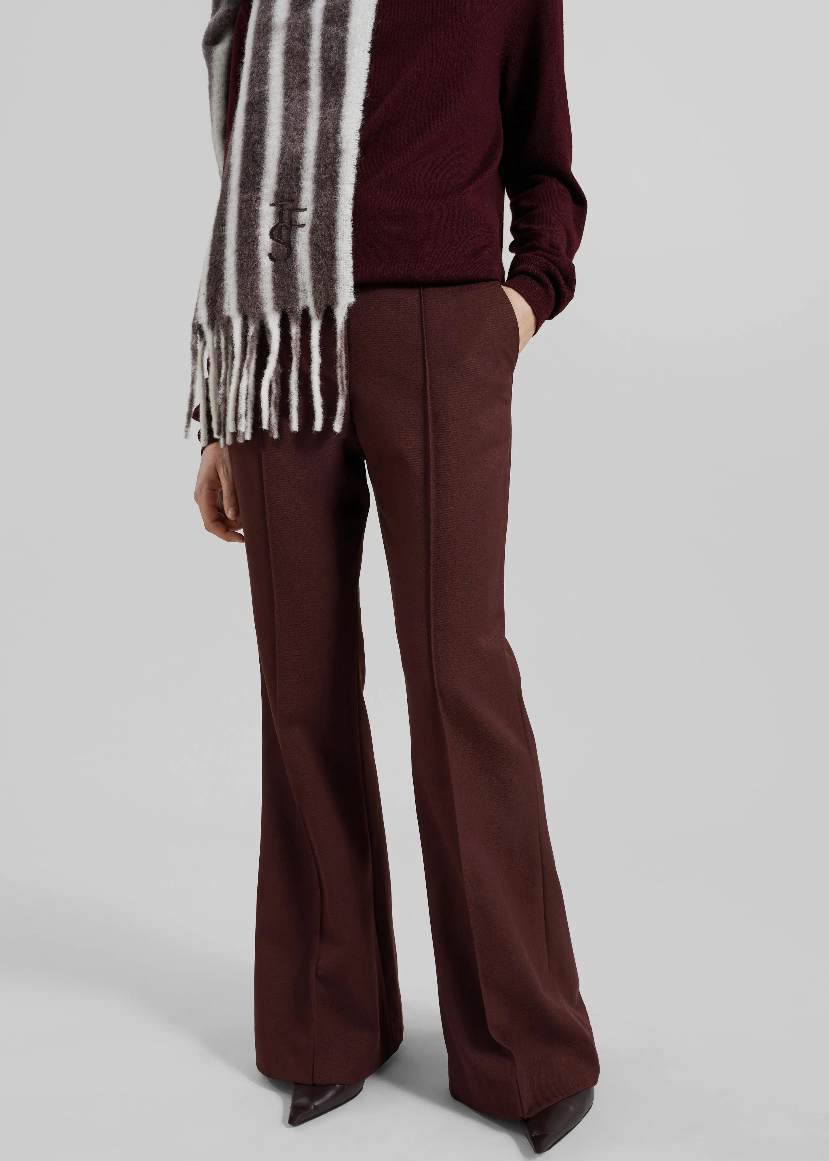 Kvale Pintuck Flared Trousers - Burgundy sold by Frankie Shop product image thumbnail 2