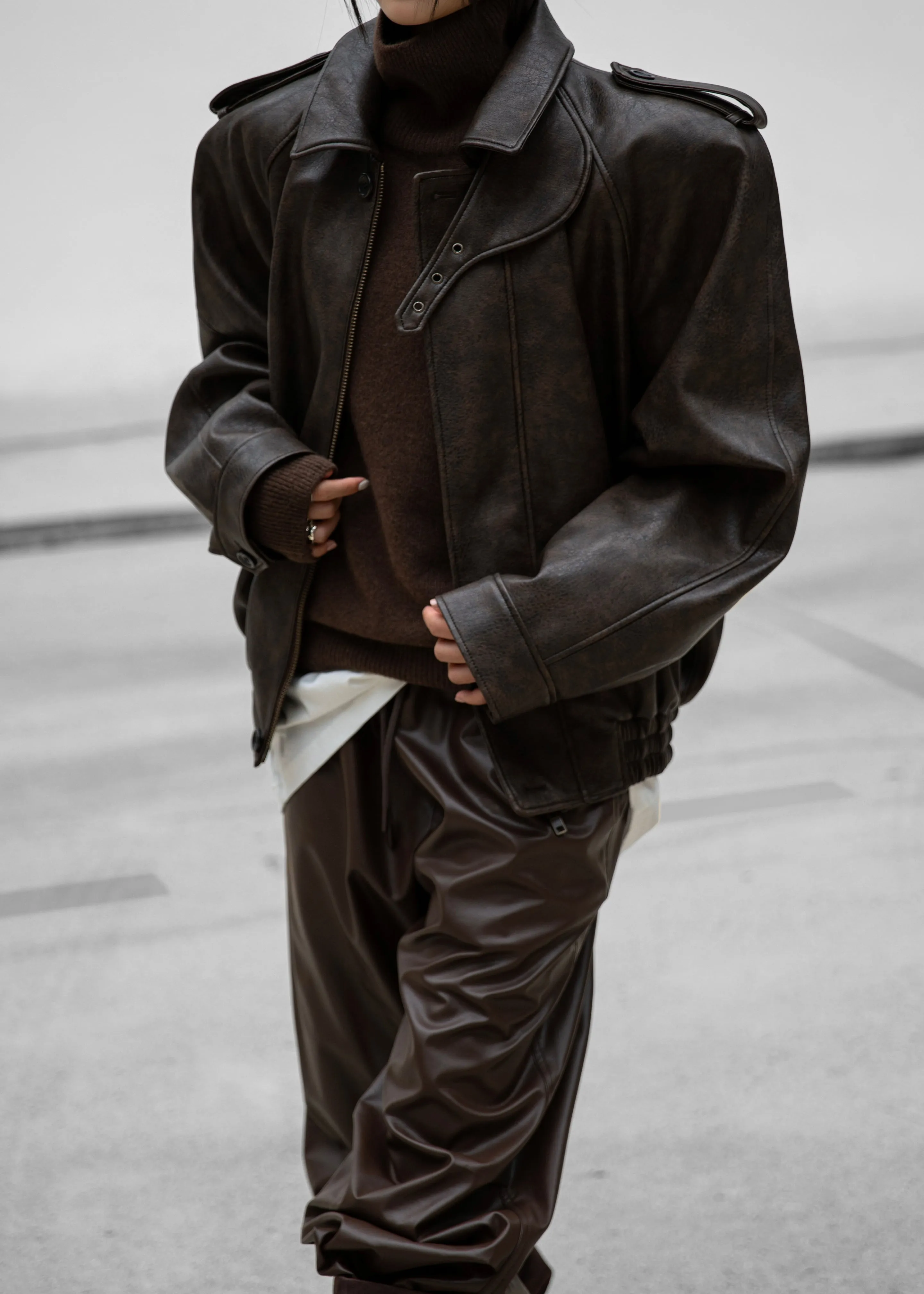 Nyland Faux Leather Padded Jacket - Brown sold by Frankie Shop product image thumbnail 2