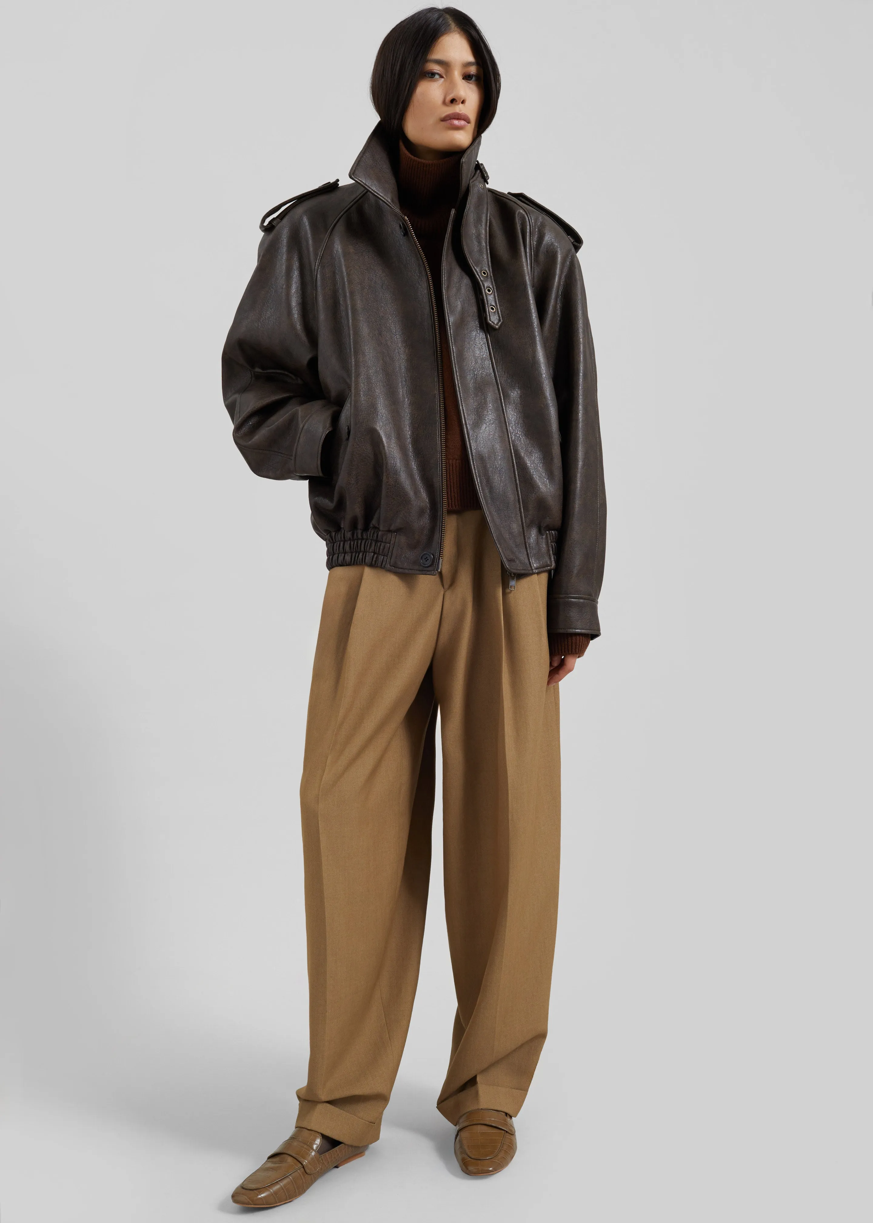 Nyland Faux Leather Padded Jacket - Brown sold by Frankie Shop product image thumbnail 4