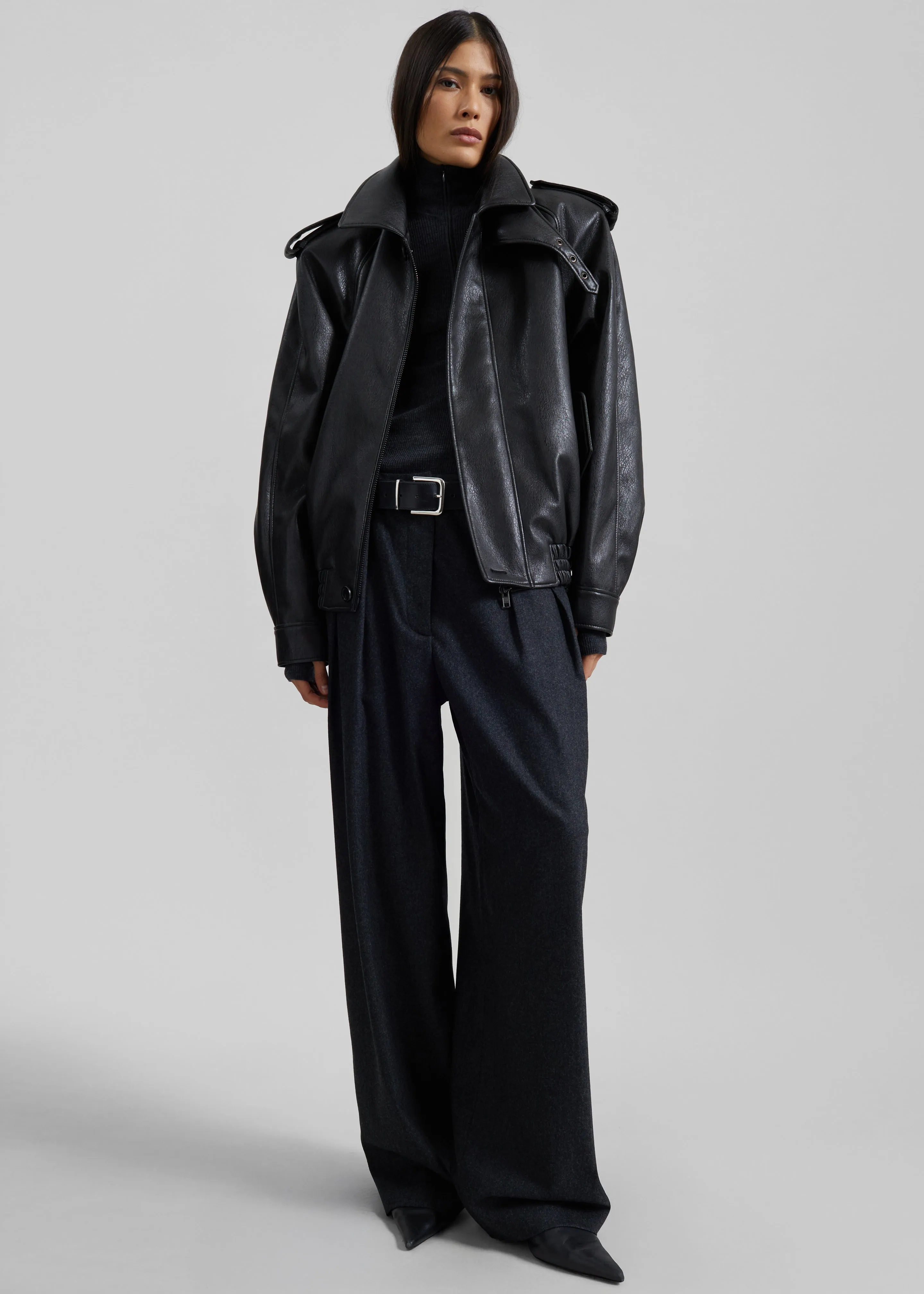 Nyland Faux Leather Padded Jacket - Black sold by Frankie Shop product image thumbnail 4