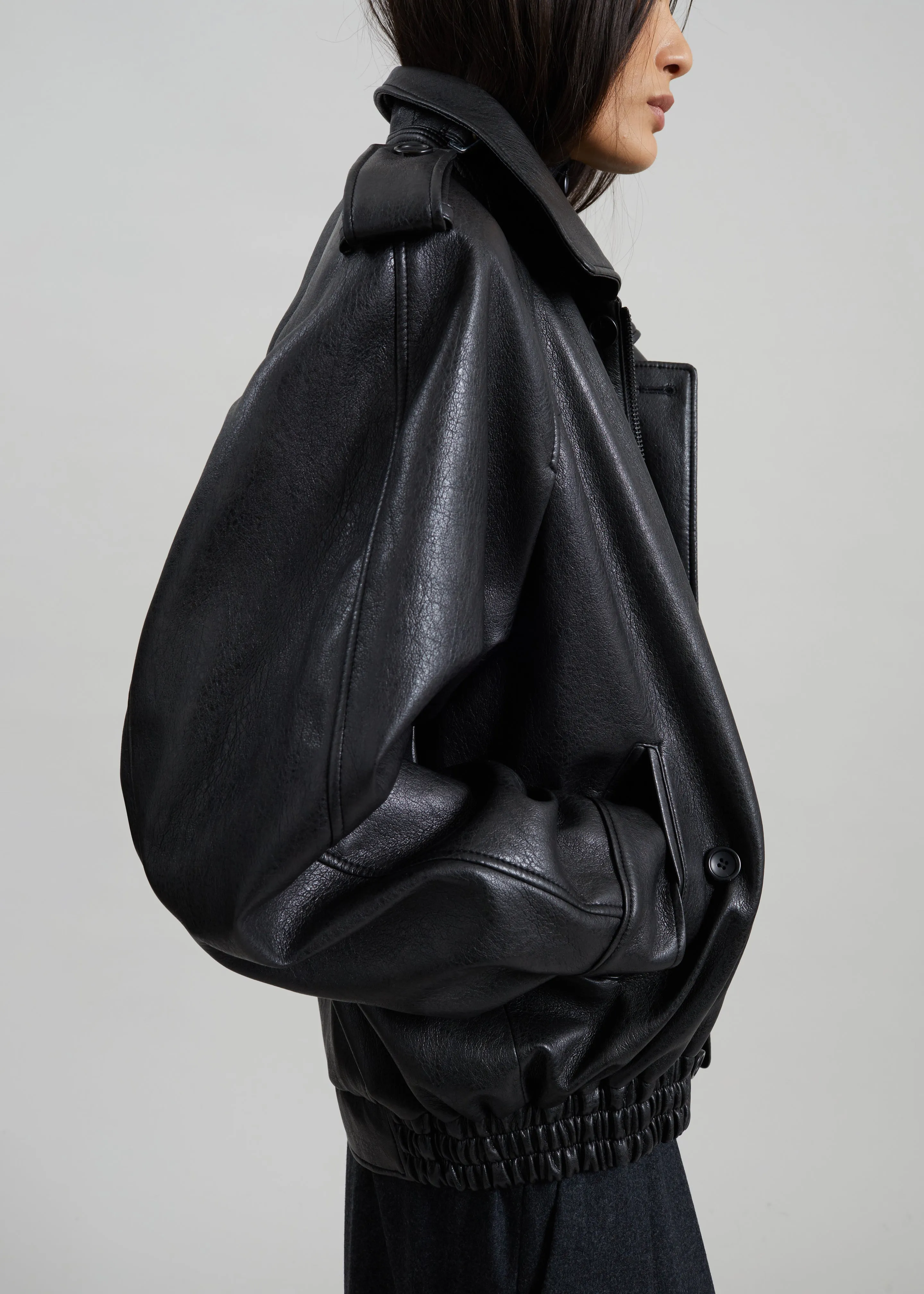 Nyland Faux Leather Padded Jacket - Black sold by Frankie Shop product image thumbnail 5