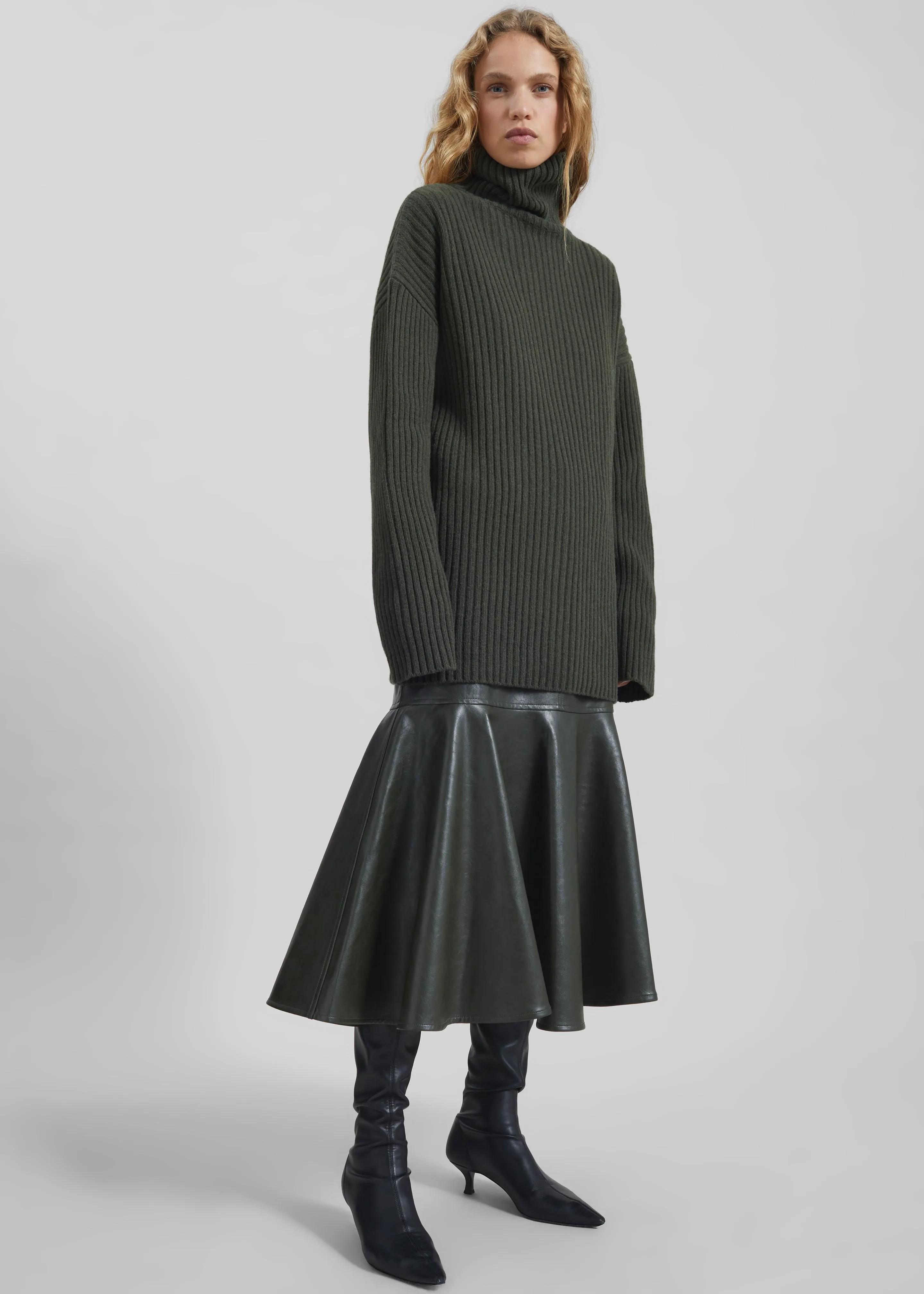 Arvika Faux Leather Mermaid Skirt - Dark Olive sold by Frankie Shop product image thumbnail 3