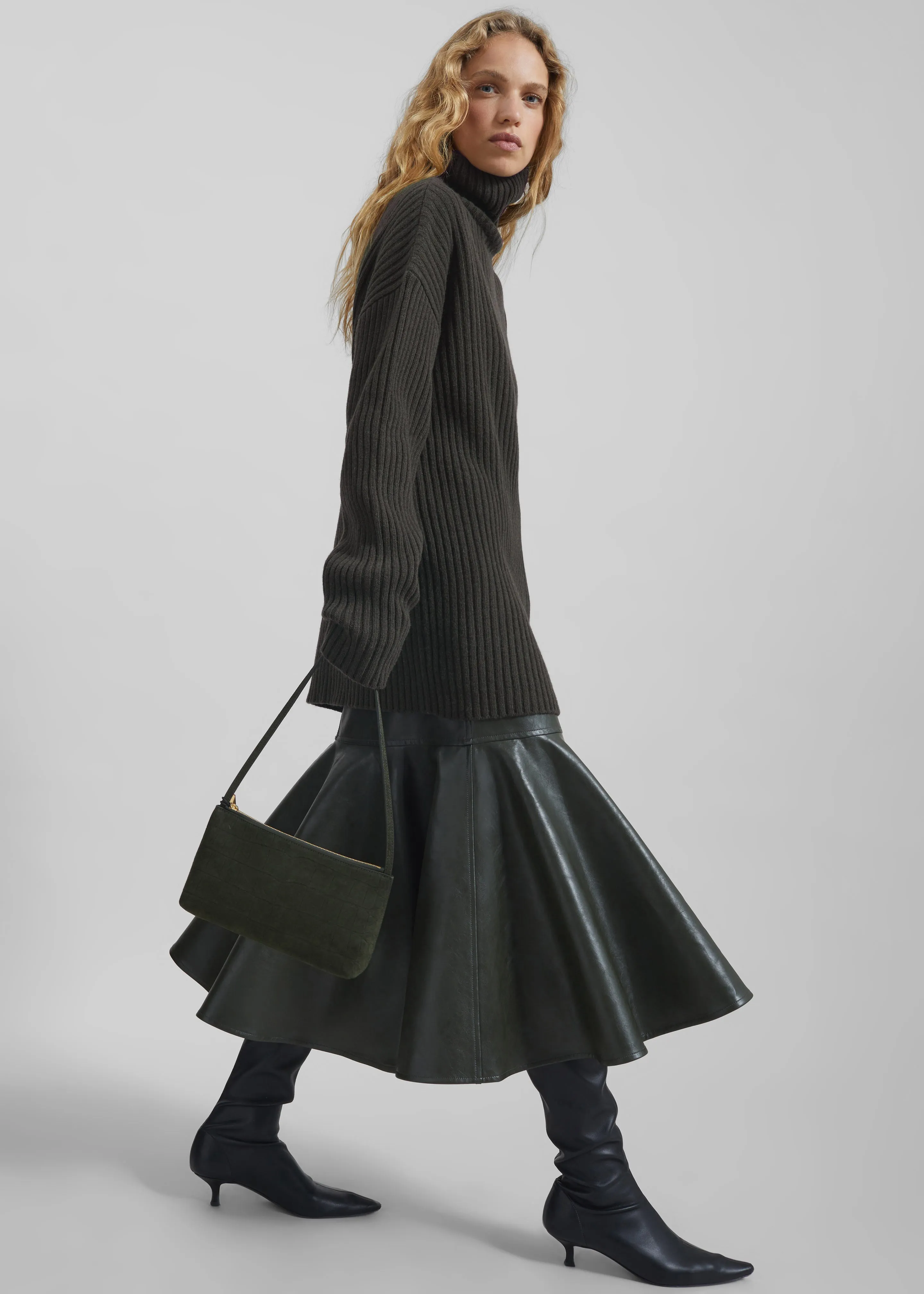 Arvika Faux Leather Mermaid Skirt - Dark Olive sold by Frankie Shop