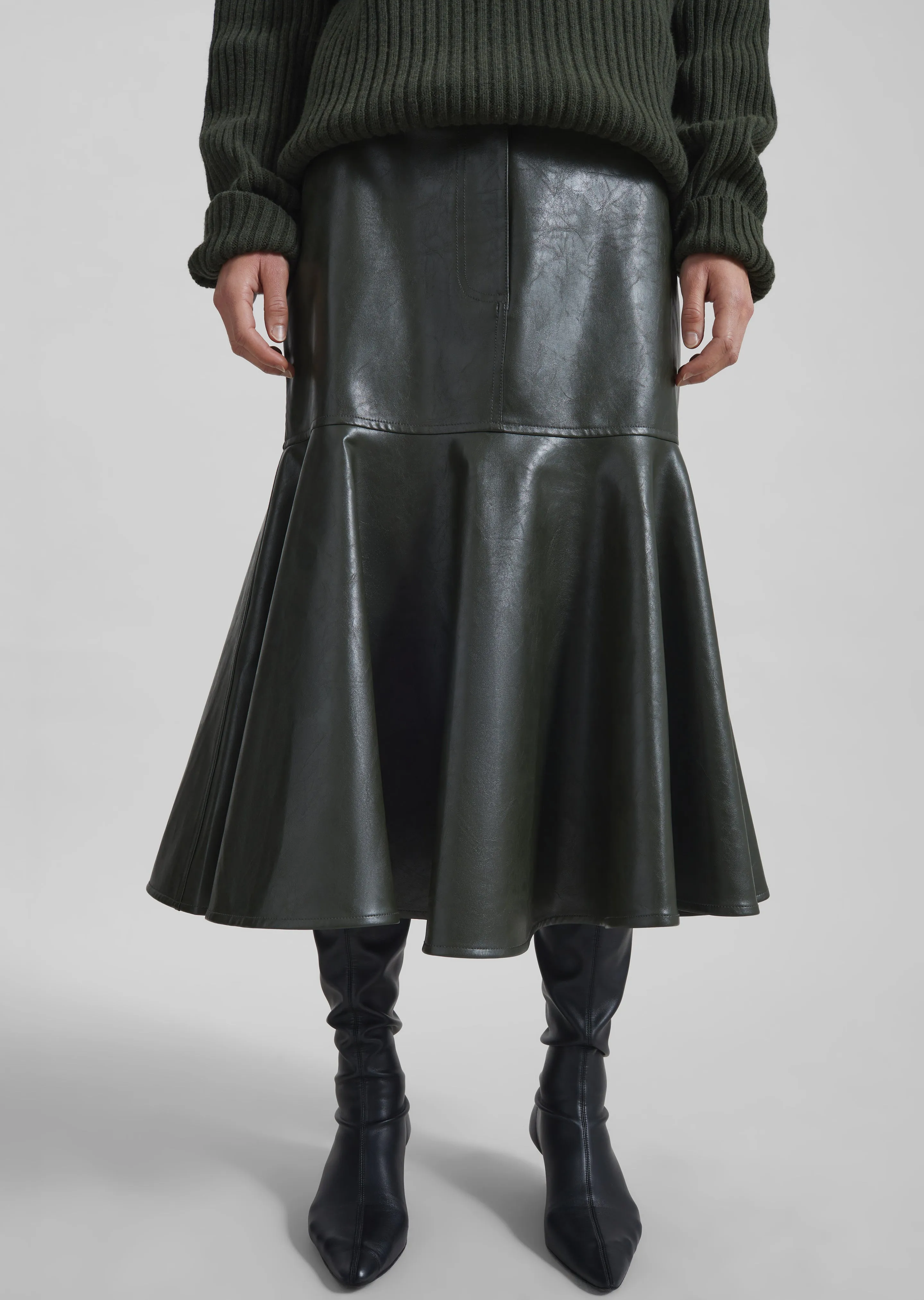 Arvika Faux Leather Mermaid Skirt - Dark Olive sold by Frankie Shop product image thumbnail 2