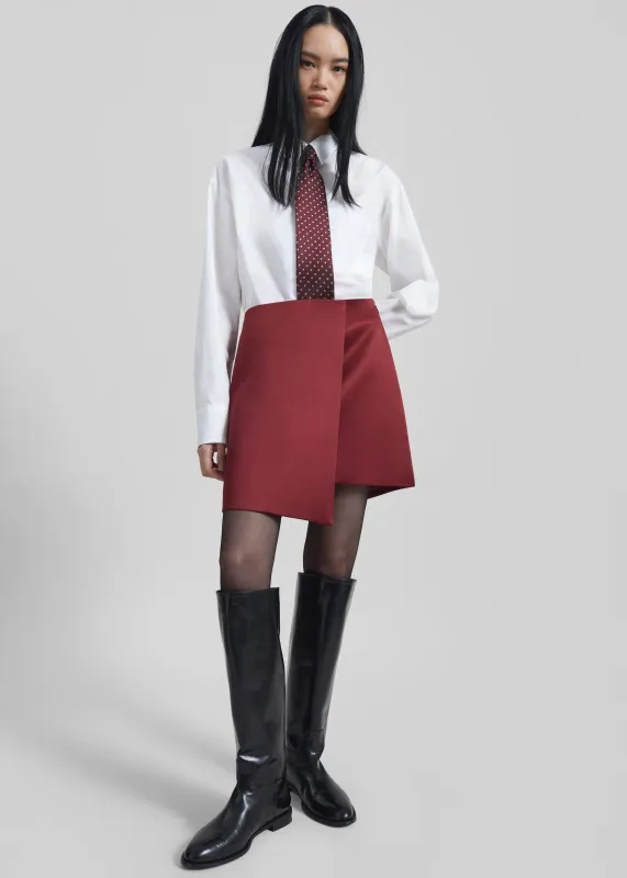 By Malene Birger Raye Mini Skirt - Cabernet sold by Frankie Shop