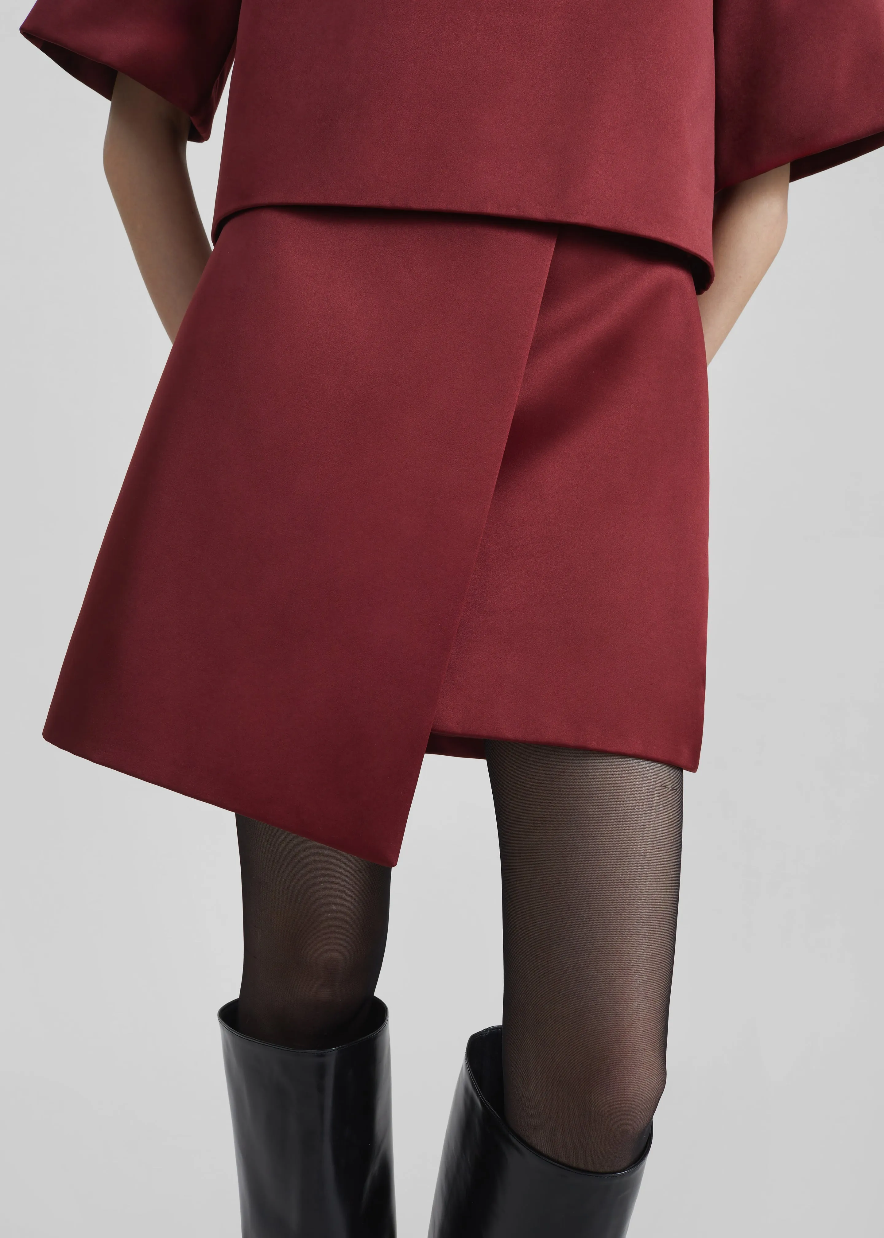 By Malene Birger Raye Mini Skirt - Cabernet sold by Frankie Shop product image thumbnail 3