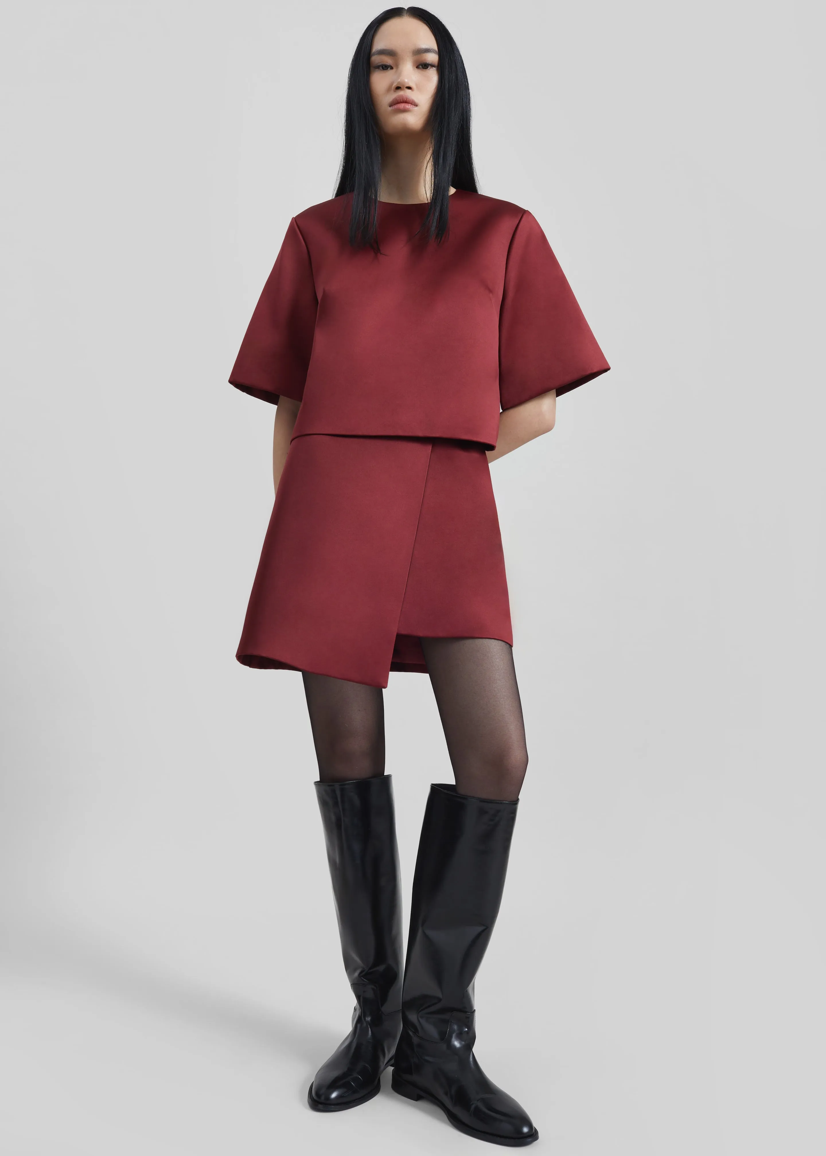 By Malene Birger Raye Mini Skirt - Cabernet sold by Frankie Shop product image thumbnail 4