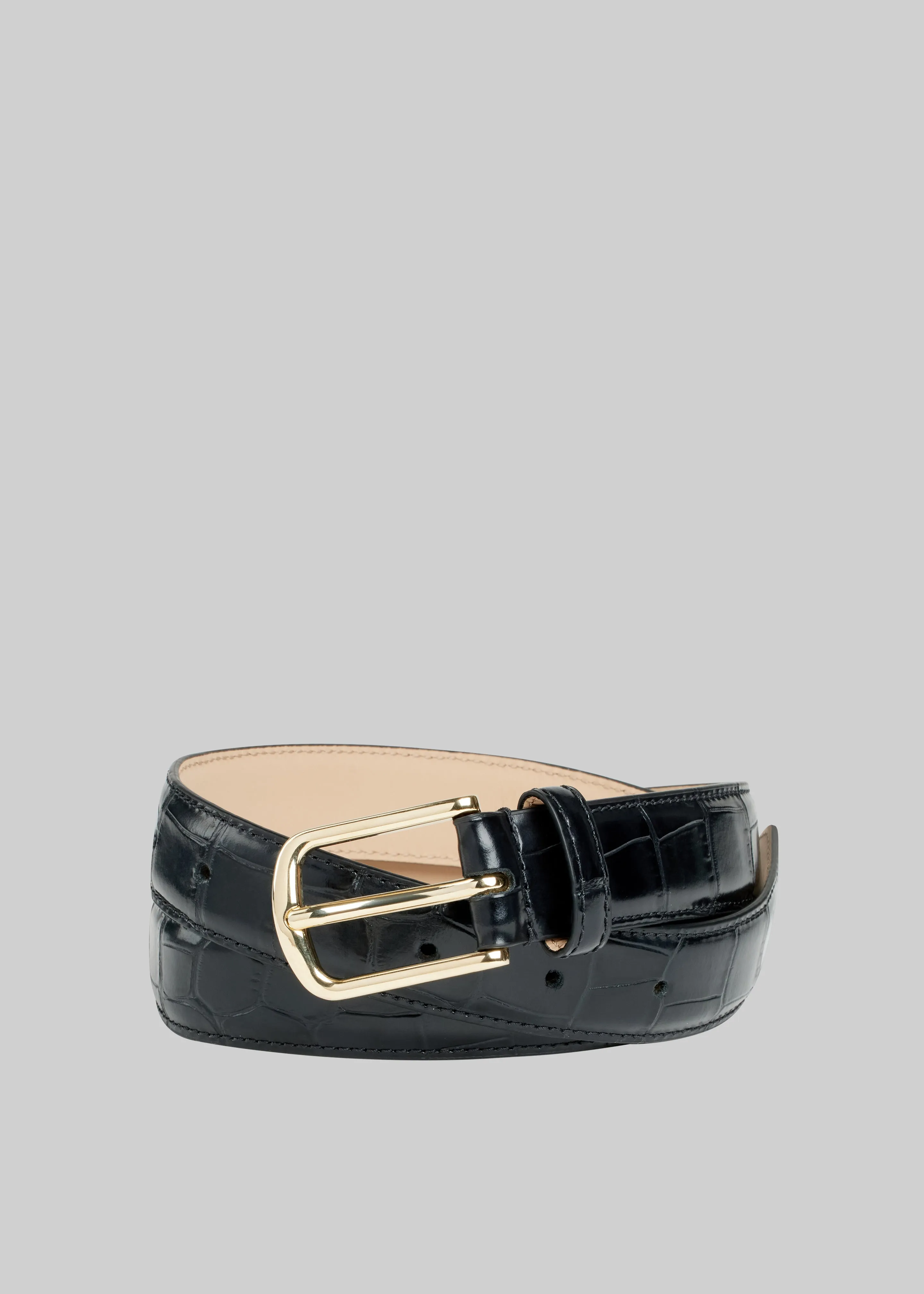 Dione Croc Leather Belt - Black sold by Frankie Shop