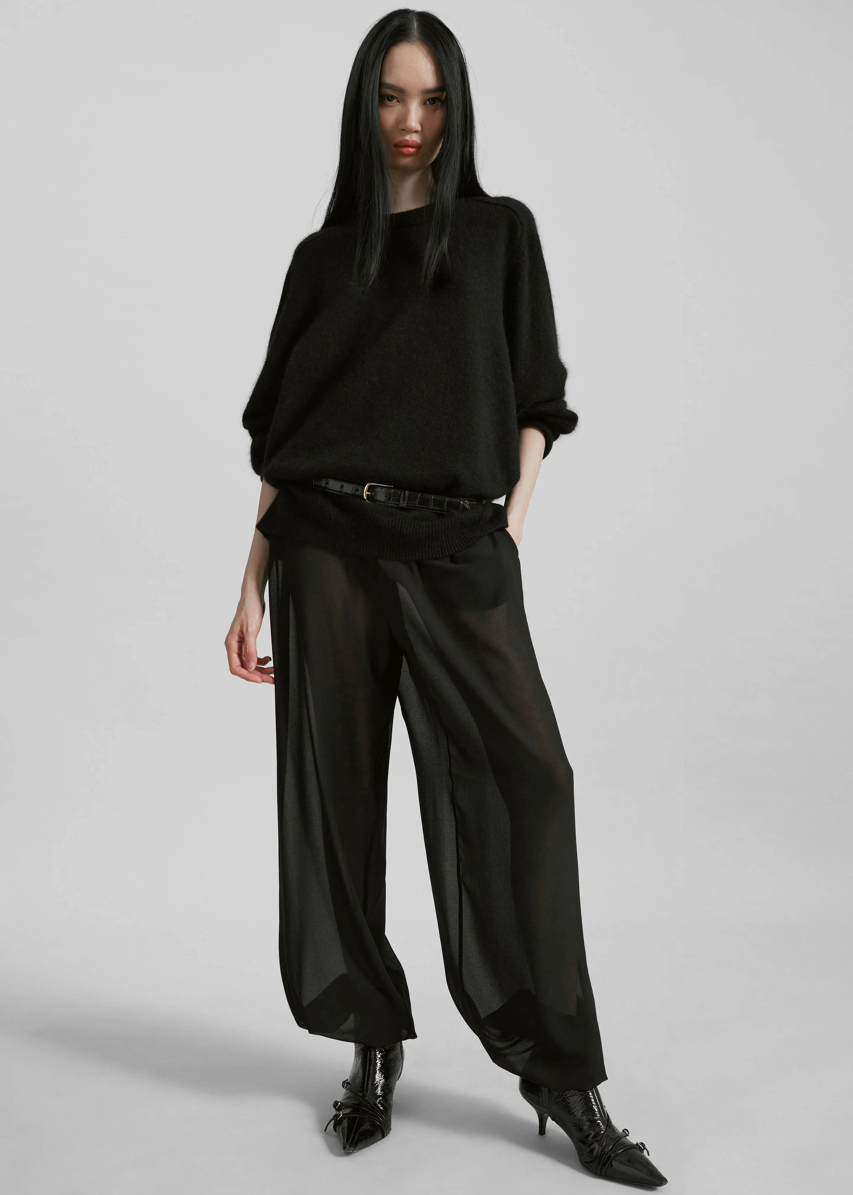 Dione Croc Leather Belt - Black sold by Frankie Shop product image thumbnail 4