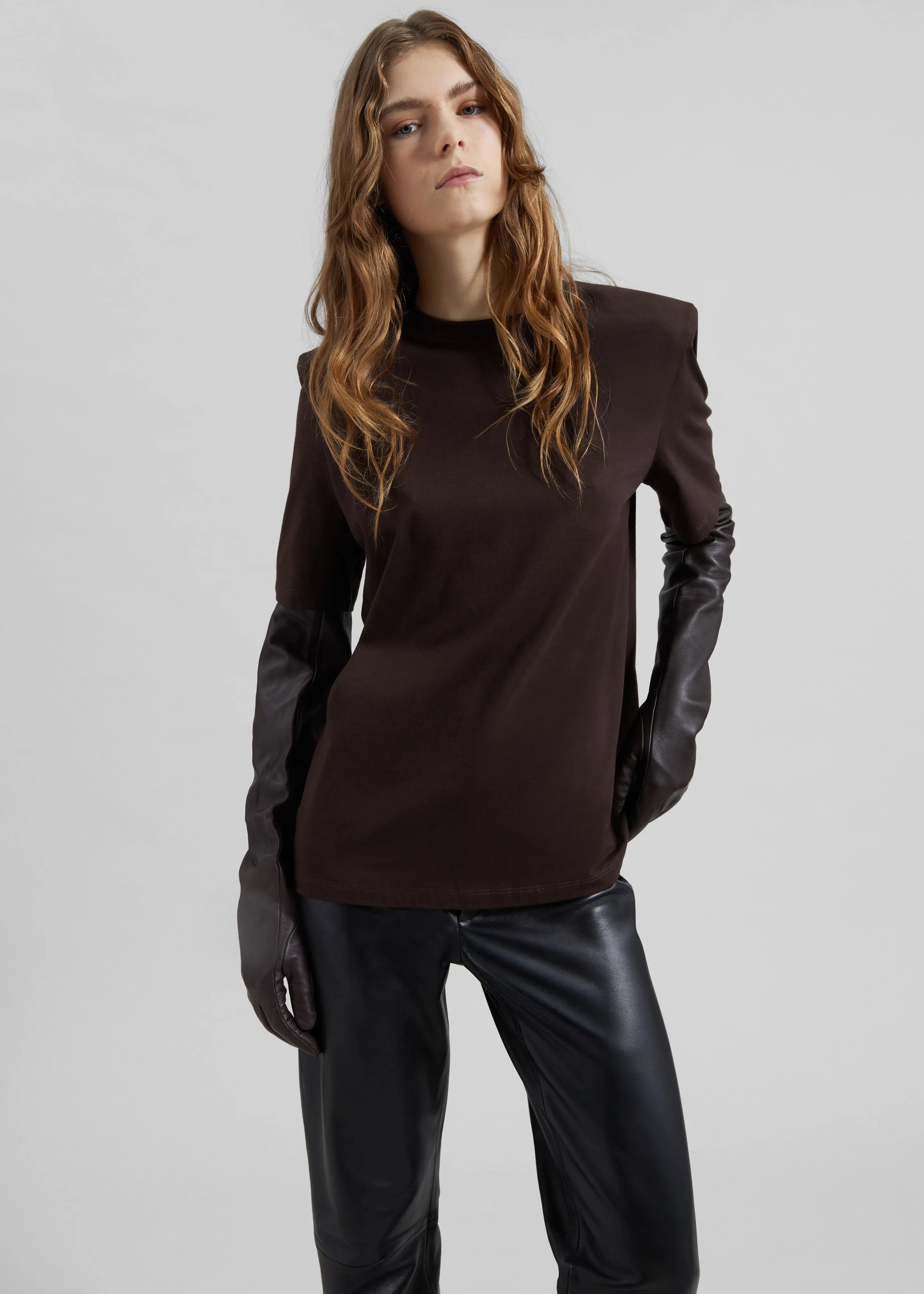 Carrington Padded Shoulder Tee - Brown sold by Frankie Shop product image thumbnail 5