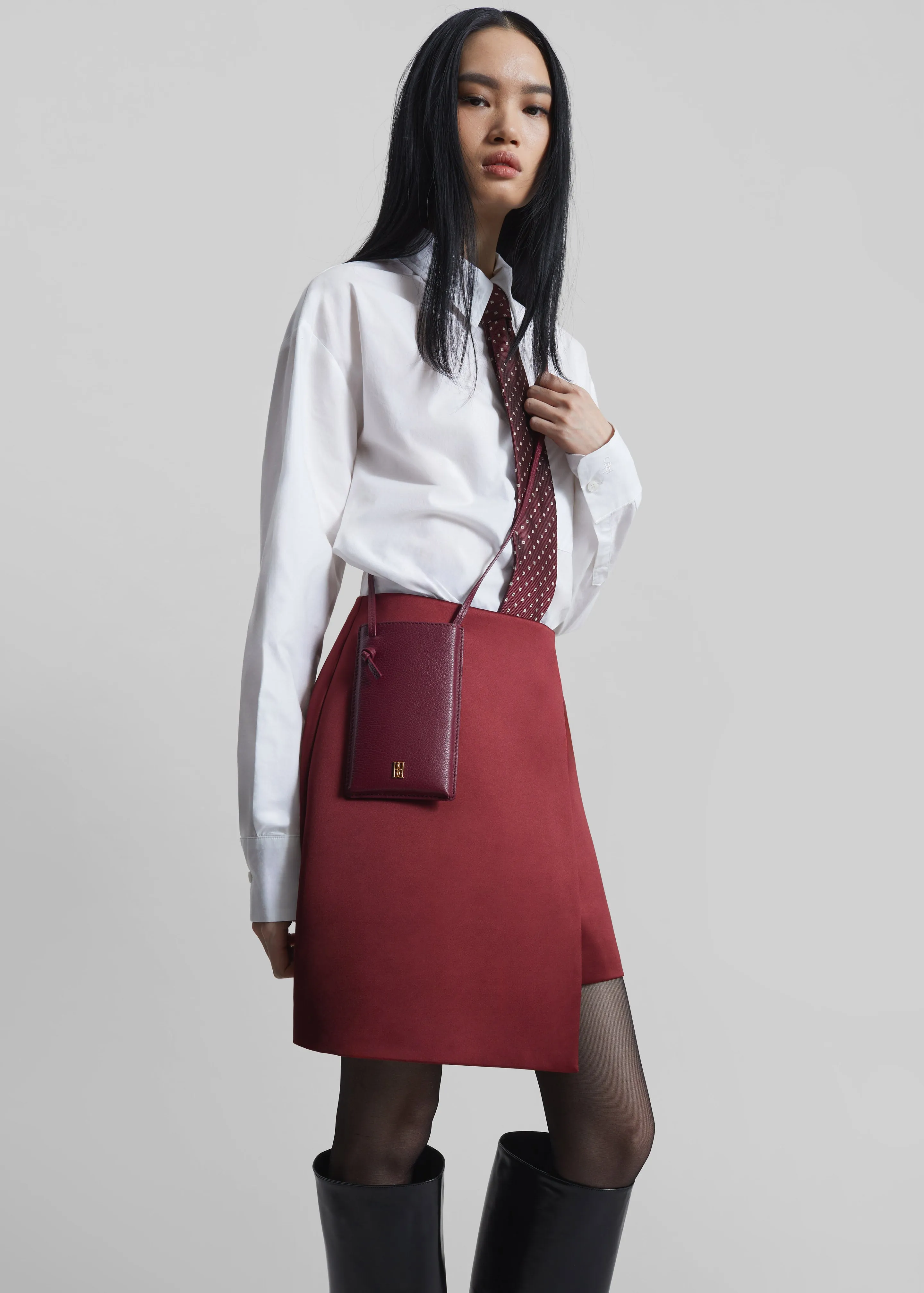 By Malene Birger Aya Phone Leather Pouch - Cabernet sold by Frankie Shop