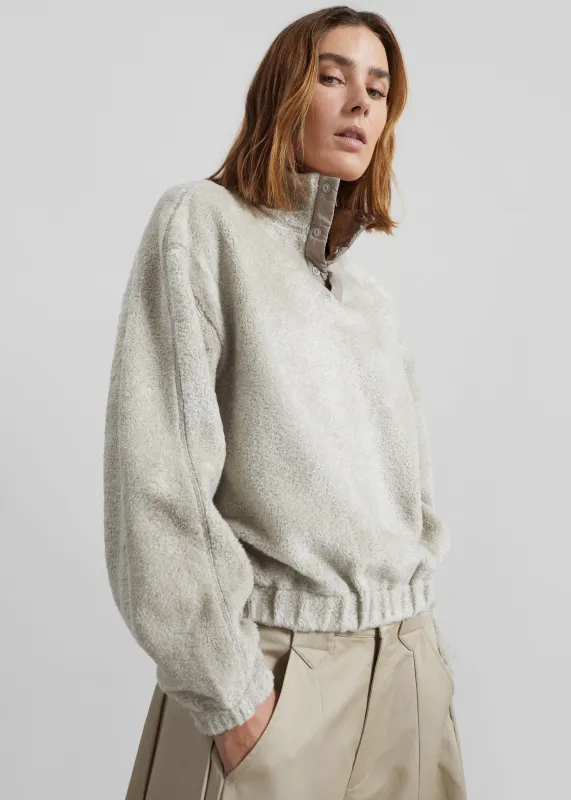 Amomento Fluffy Oversized Half Neck Pullover - Grey sold by Frankie Shop