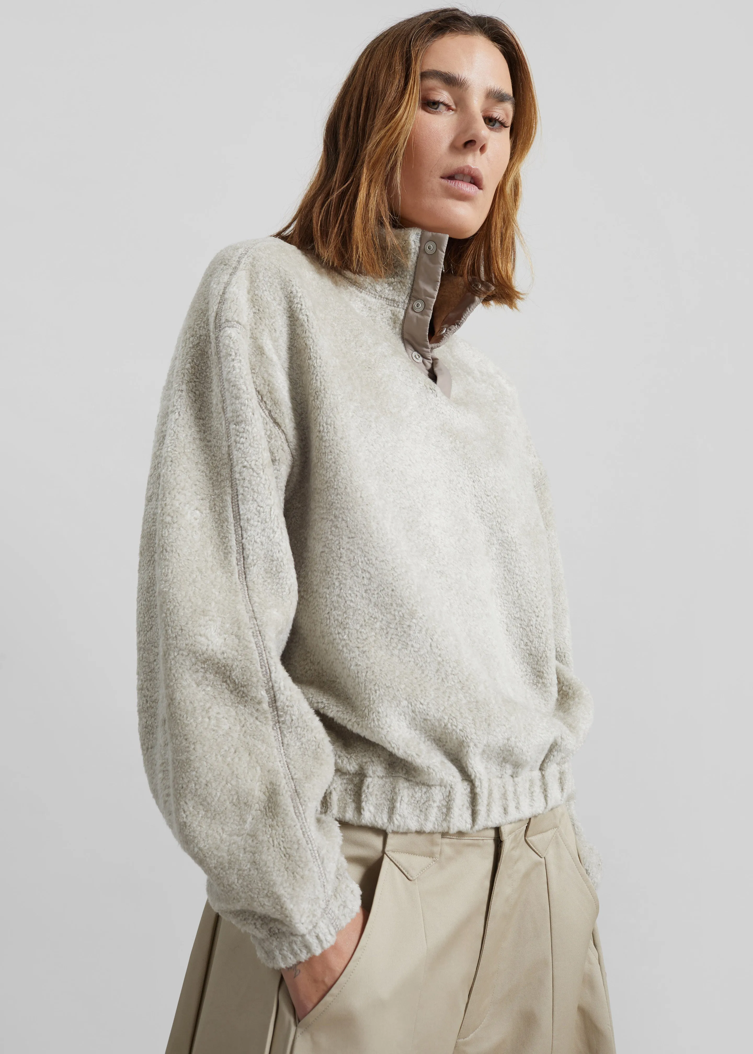 Amomento Fluffy Oversized Half Neck Pullover - Grey sold by Frankie Shop