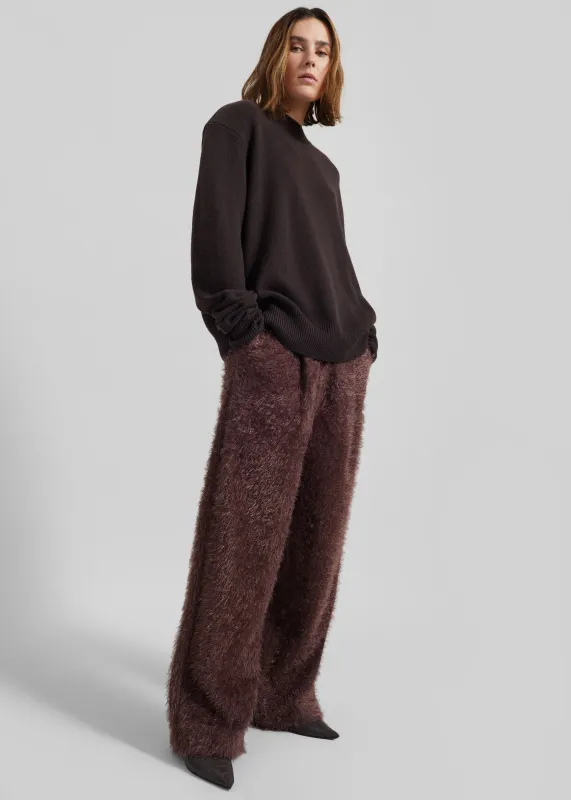Melker Furry Pants - Mauve Brown sold by Frankie Shop
