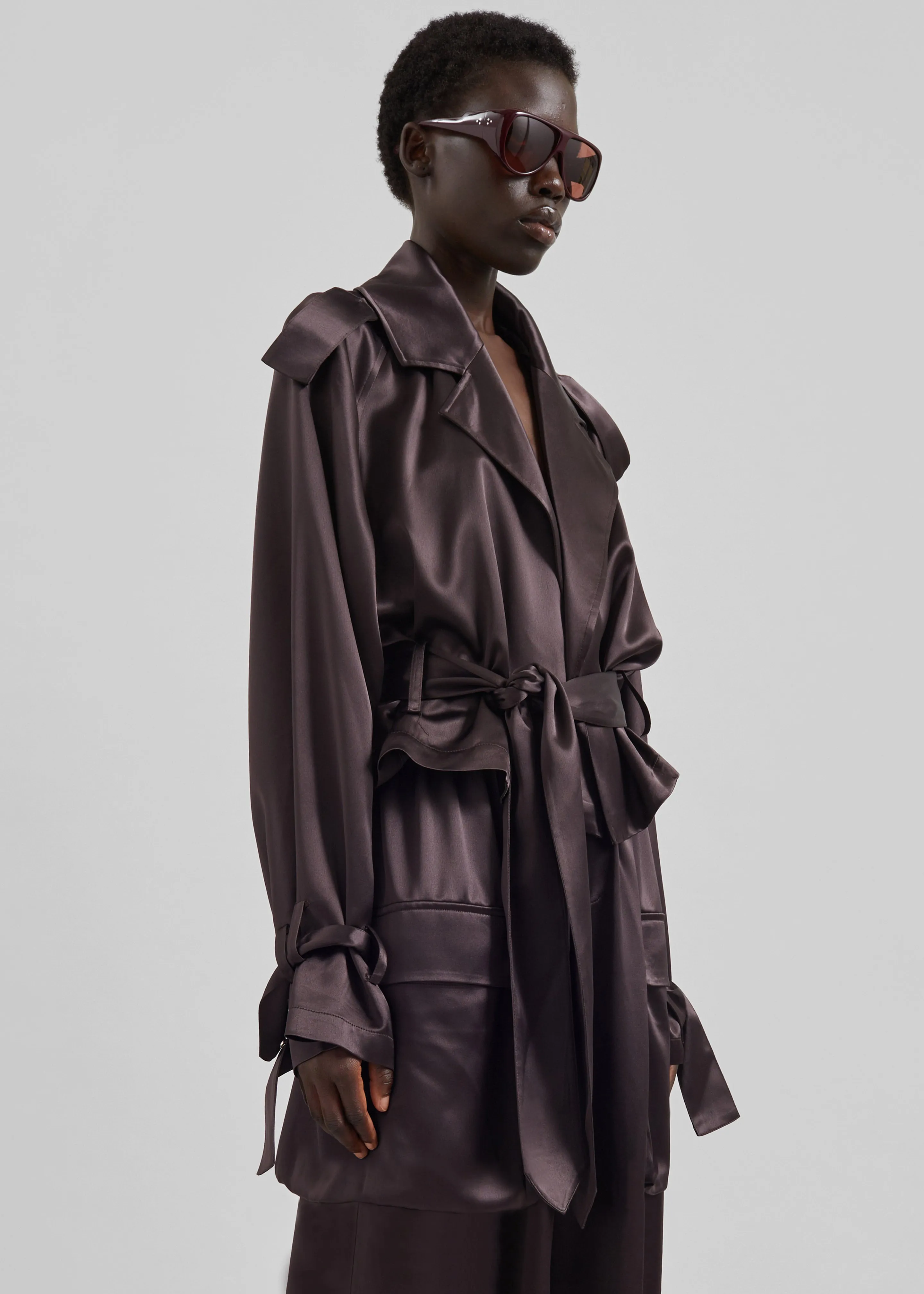 Simona Satin Short Trench - Dark Brown sold by Frankie Shop product image thumbnail 5