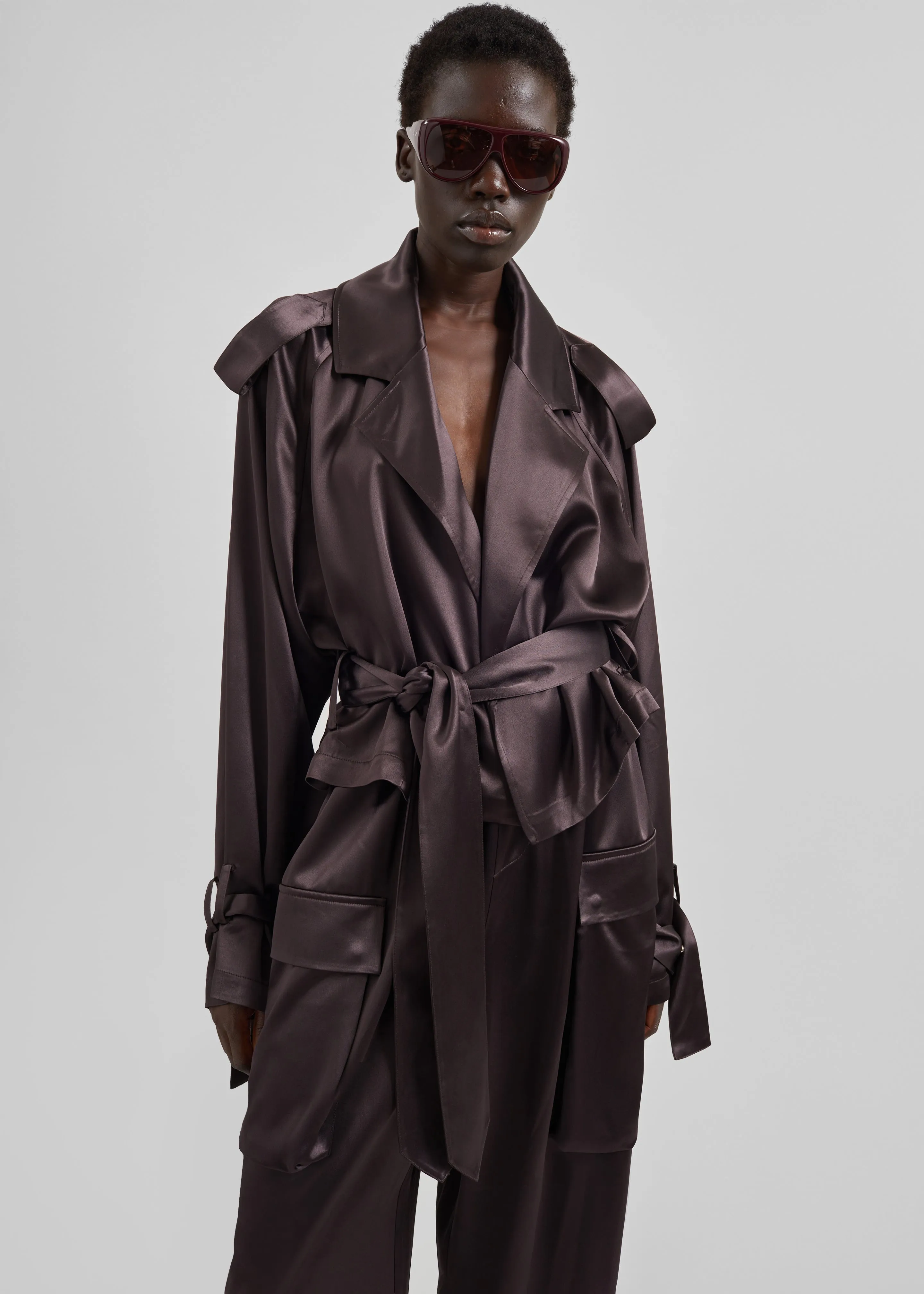 Simona Satin Short Trench - Dark Brown sold by Frankie Shop product image thumbnail 2