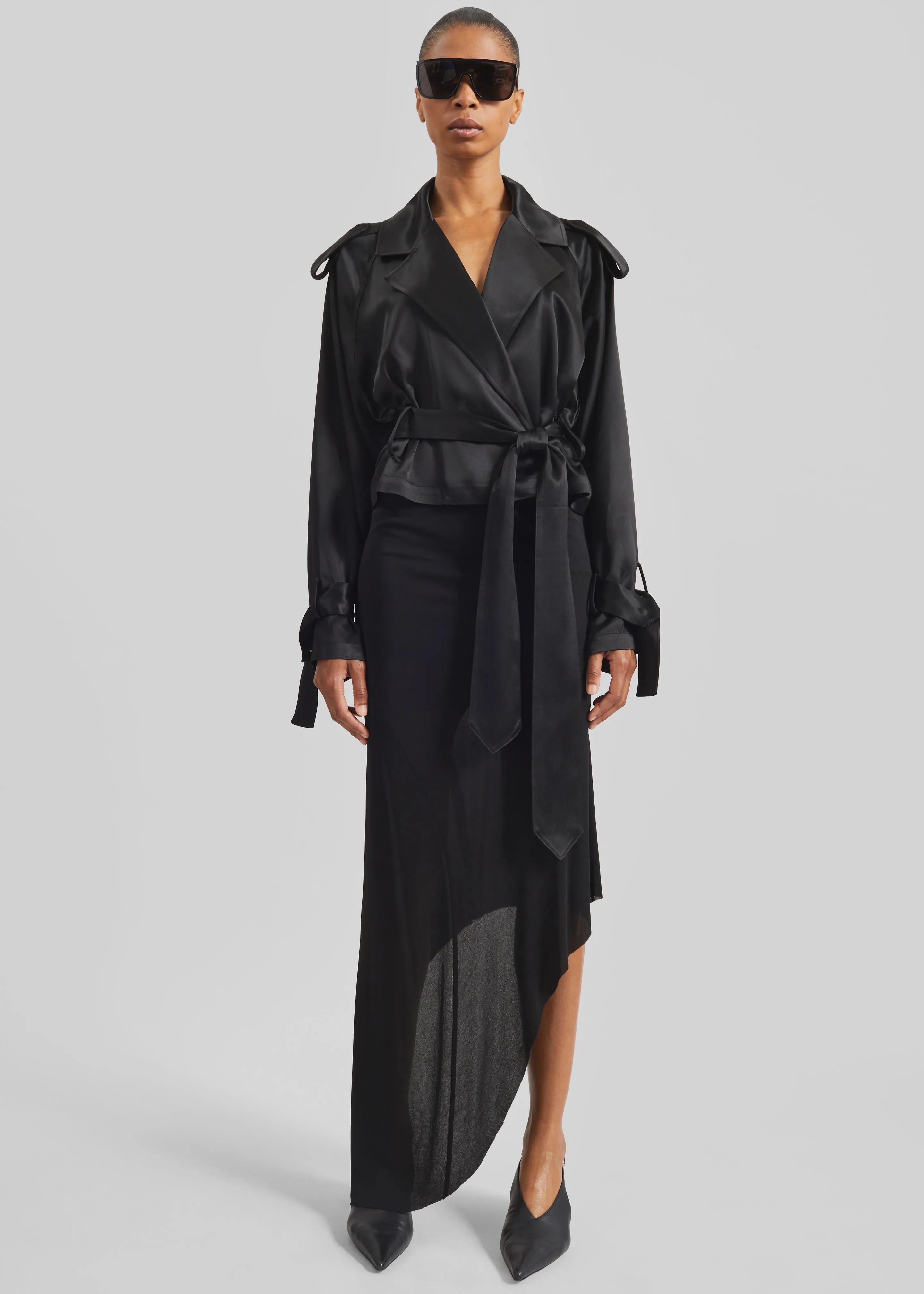 Simona Satin Short Trench - Black sold by Frankie Shop product image thumbnail 5
