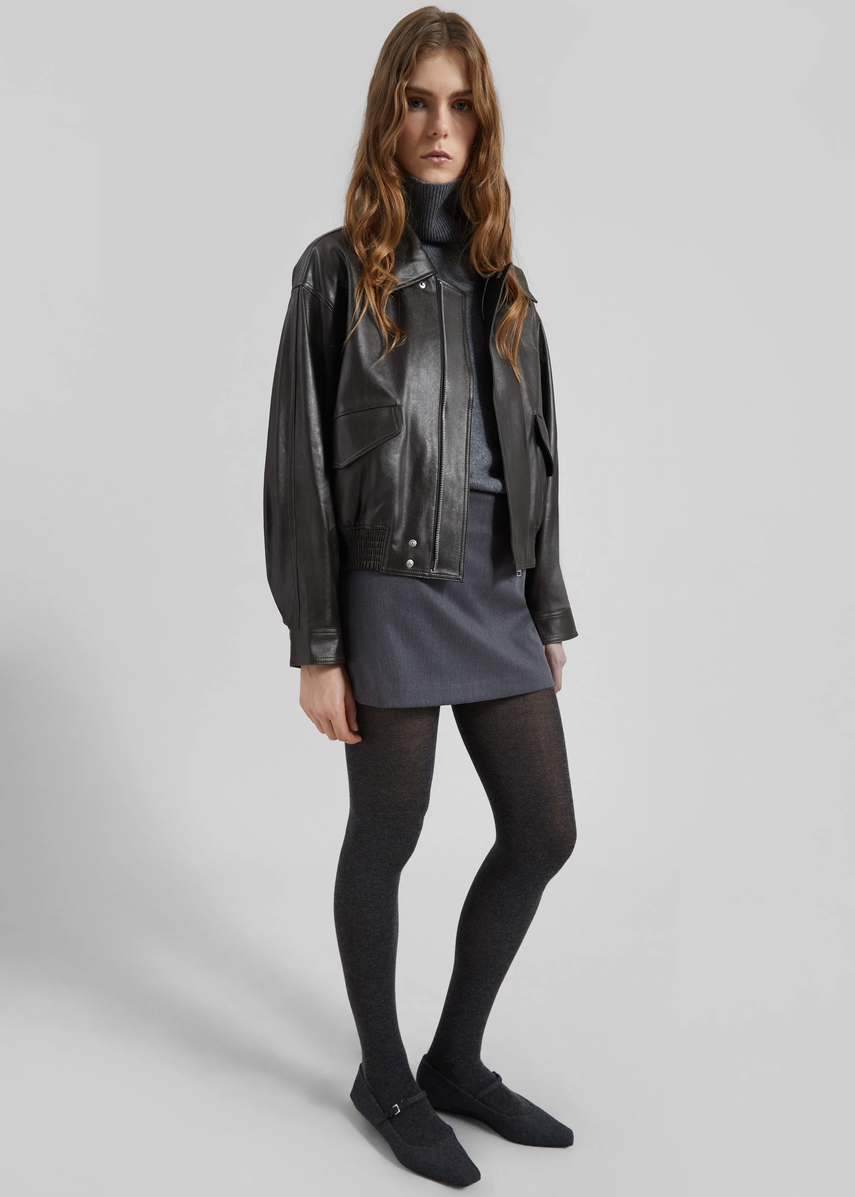 Halmstad Faux Leather Jacket - Charcoal sold by Frankie Shop