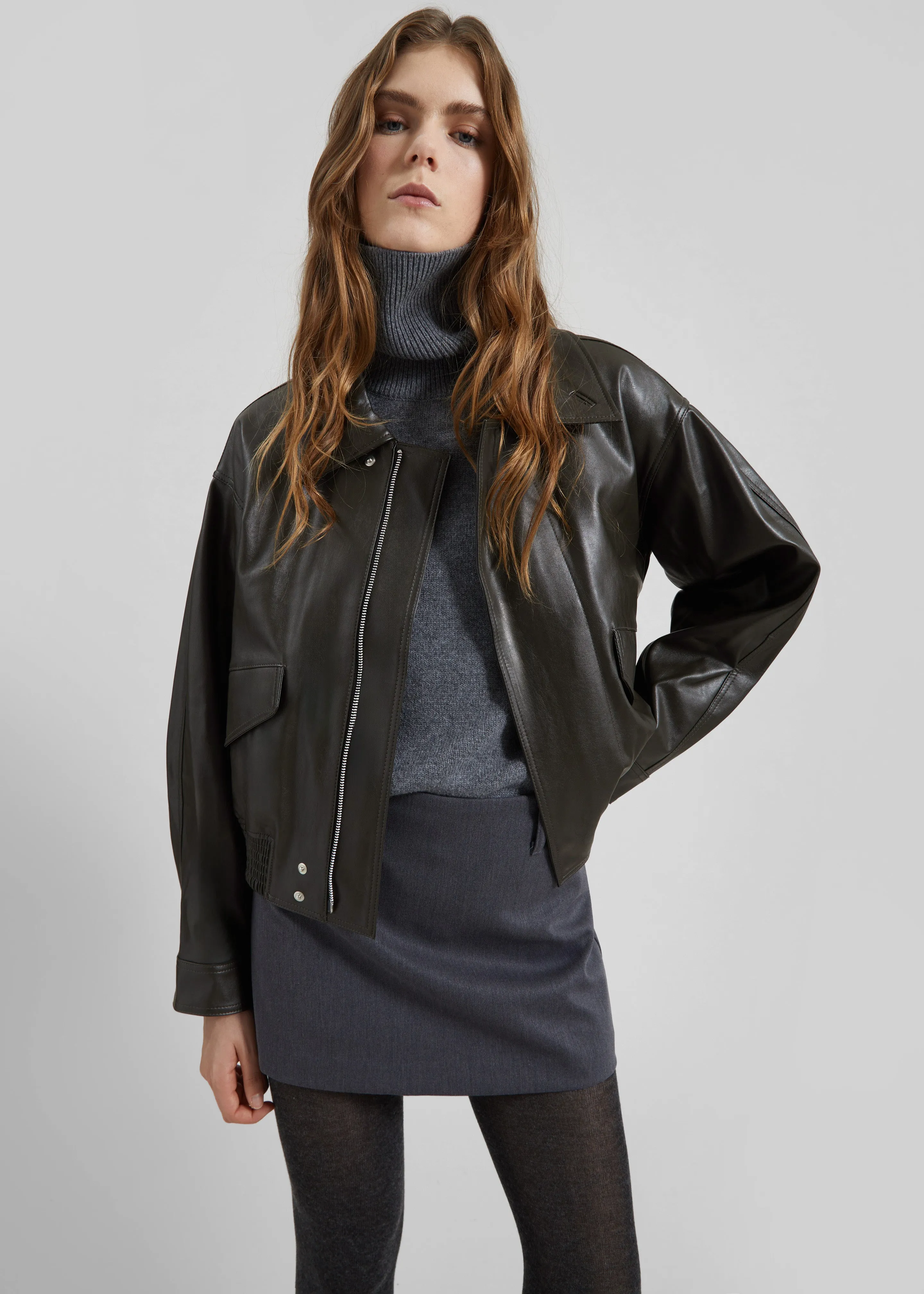 Halmstad Faux Leather Jacket - Charcoal sold by Frankie Shop product image thumbnail 2