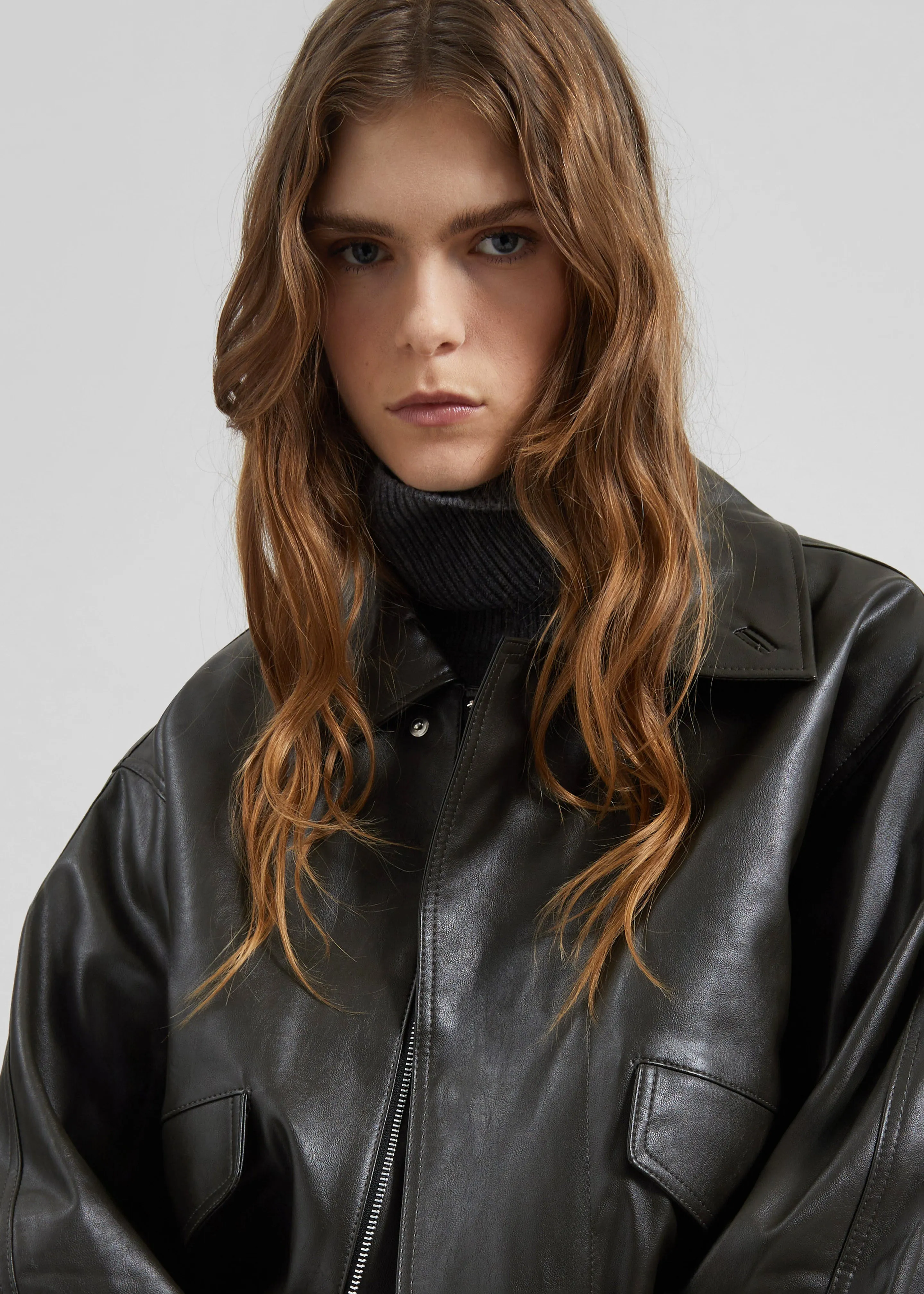 Halmstad Faux Leather Jacket - Charcoal sold by Frankie Shop product image thumbnail 3