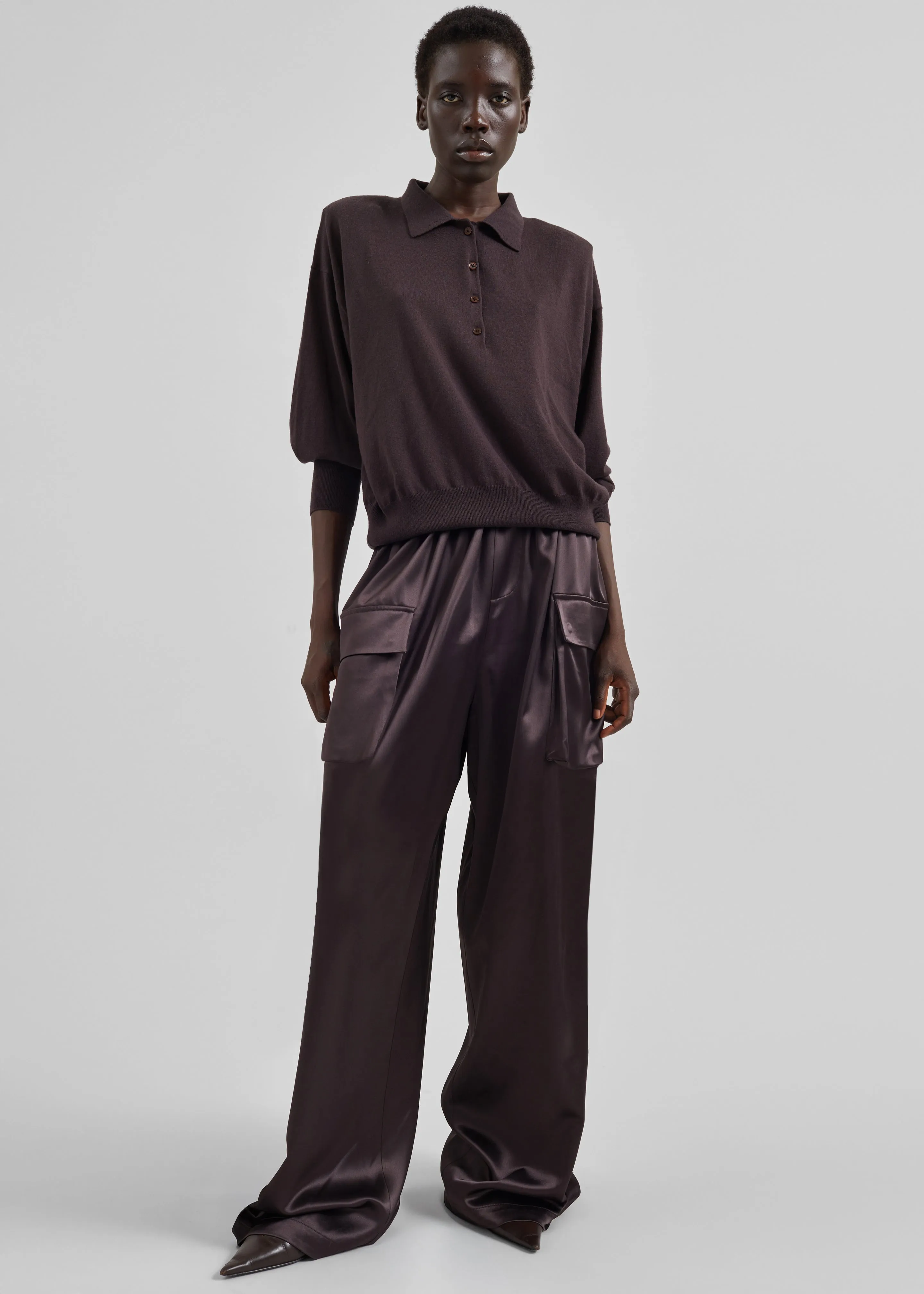 Delny Satin Cargo Pants - Dark Brown sold by Frankie Shop product image thumbnail 4